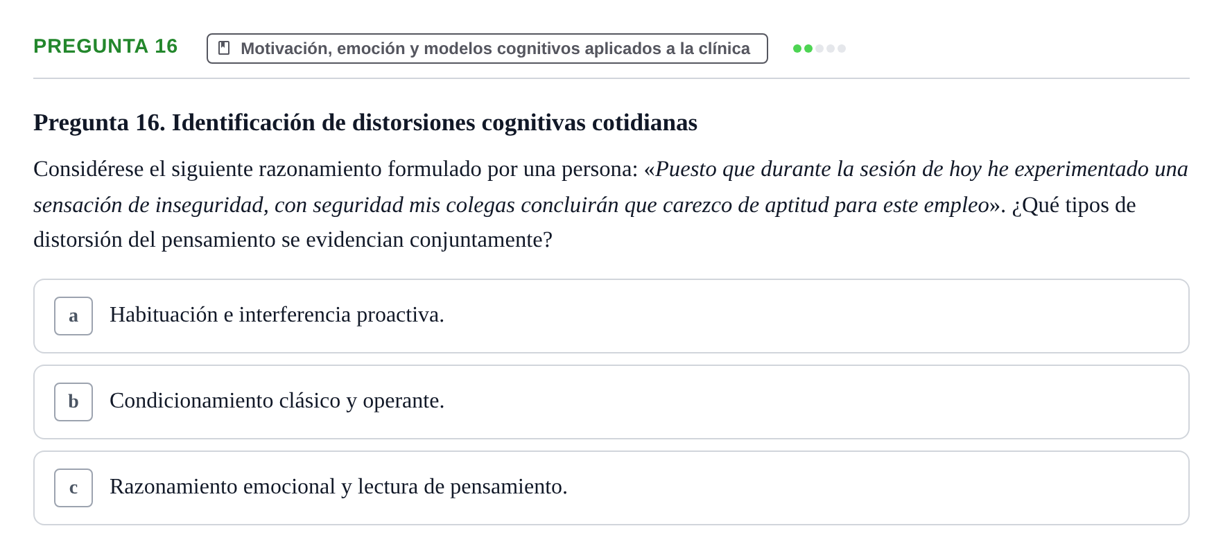 Enunciado: Pregunta 16