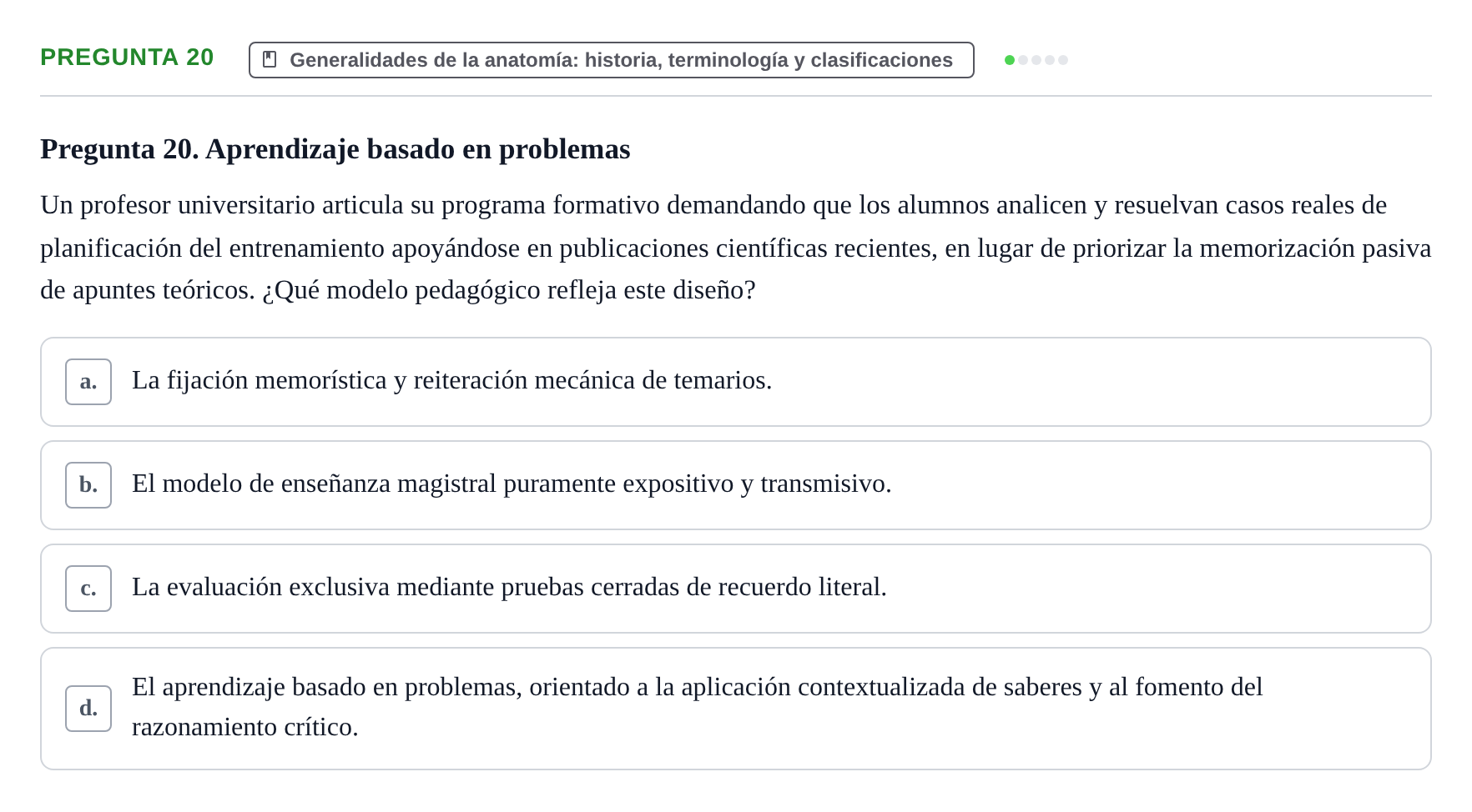 Enunciado: Pregunta 20