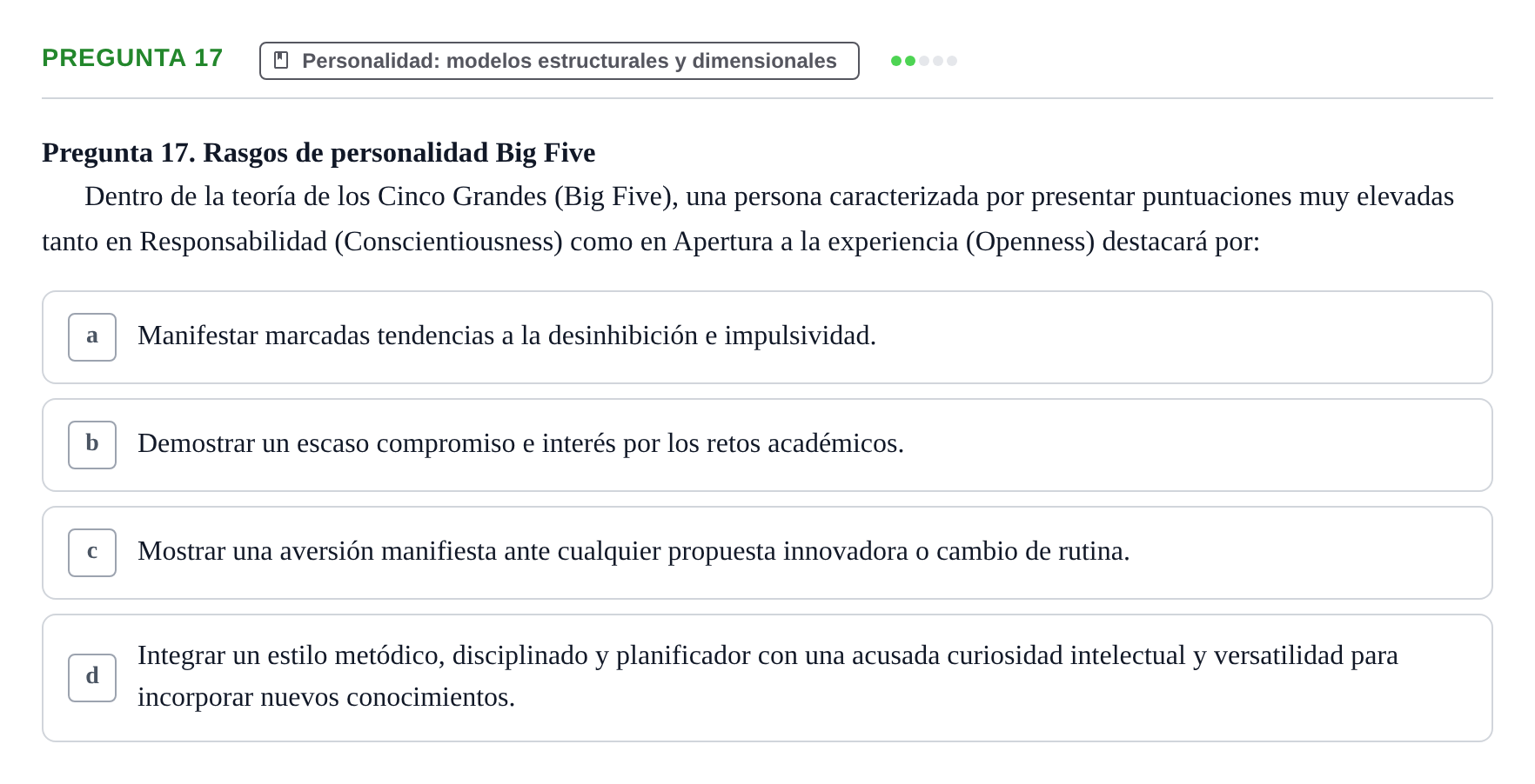 Enunciado: Pregunta 17