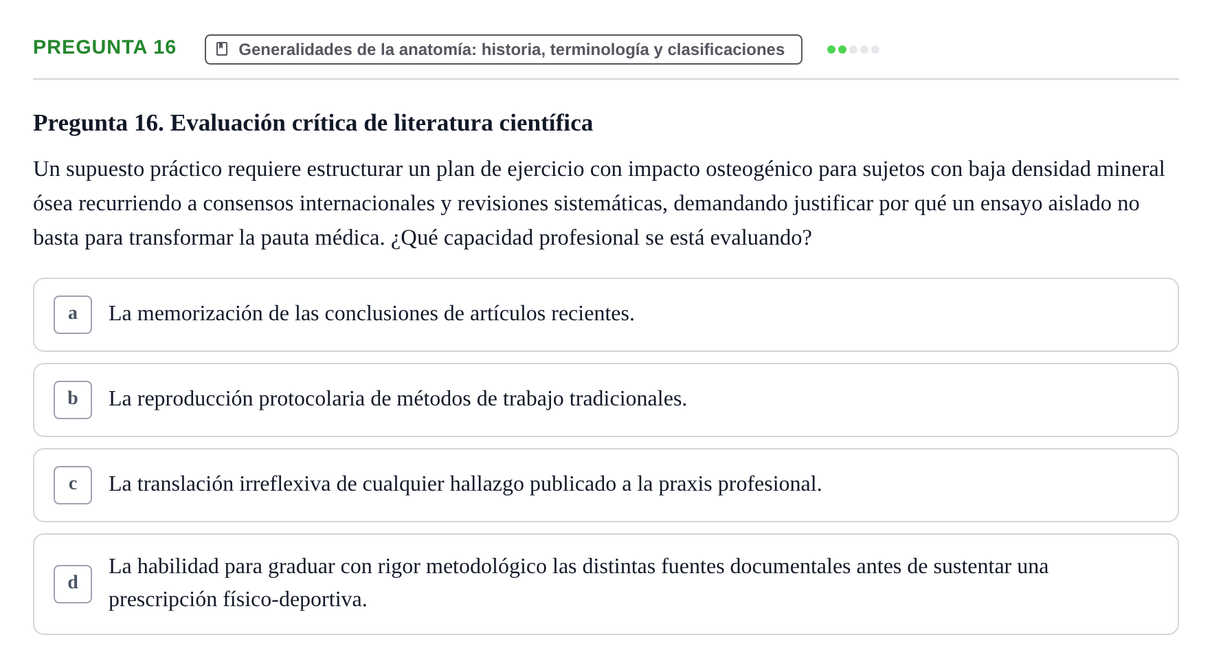 Enunciado: Pregunta 16