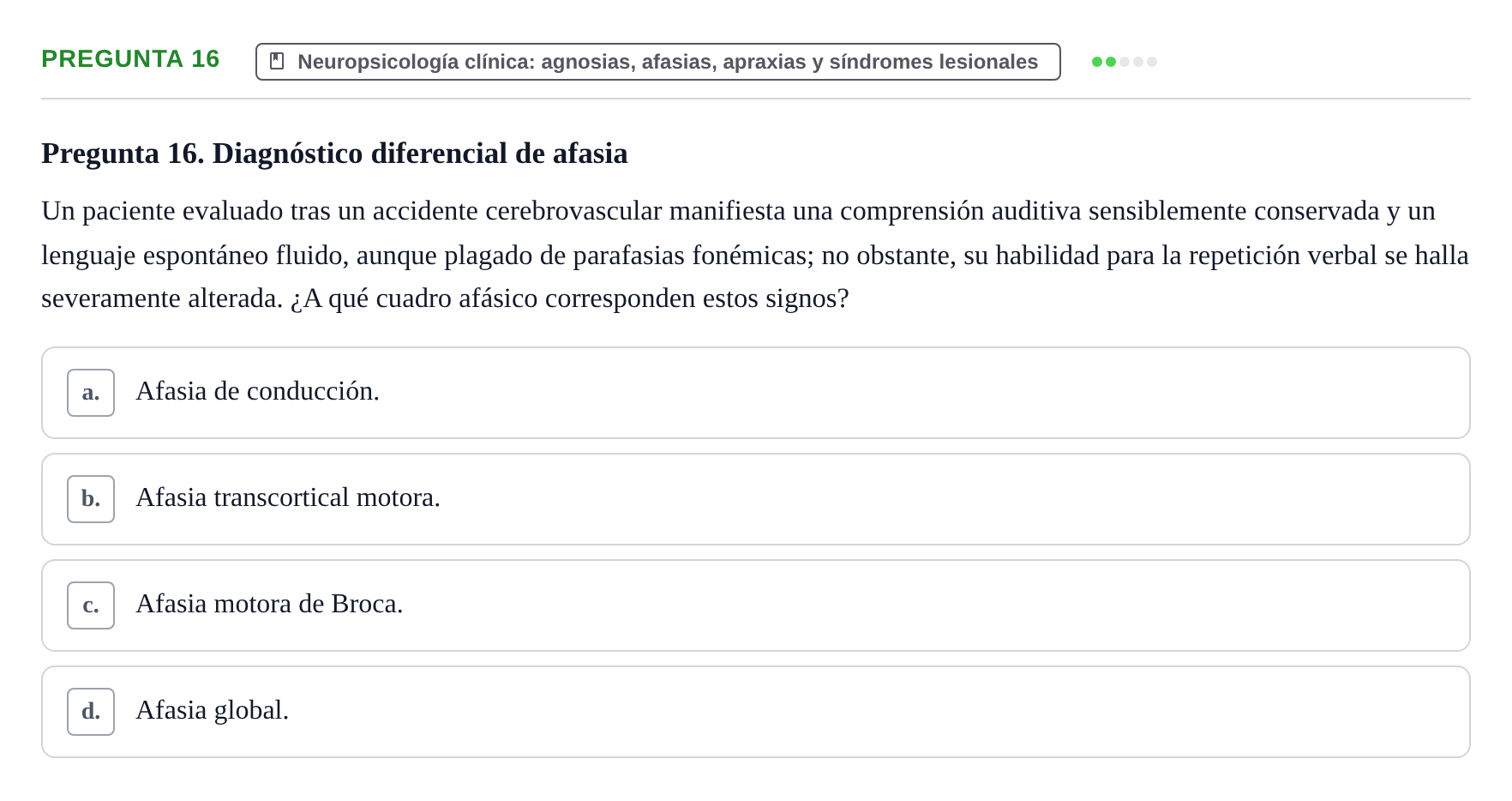 Enunciado: Pregunta 16