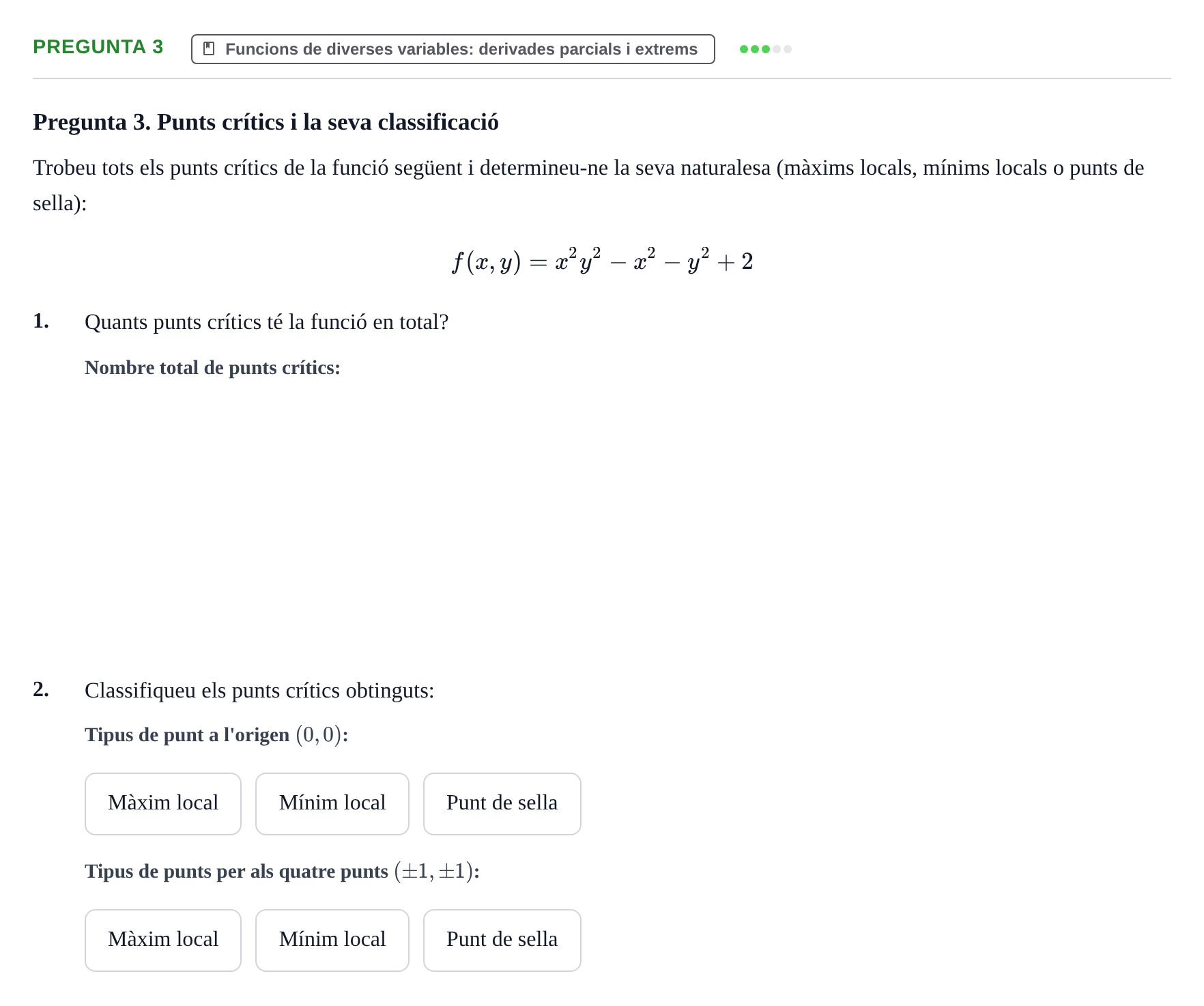 Enunciado: Pregunta 3 · Matemàtiques I i II UAB 2015