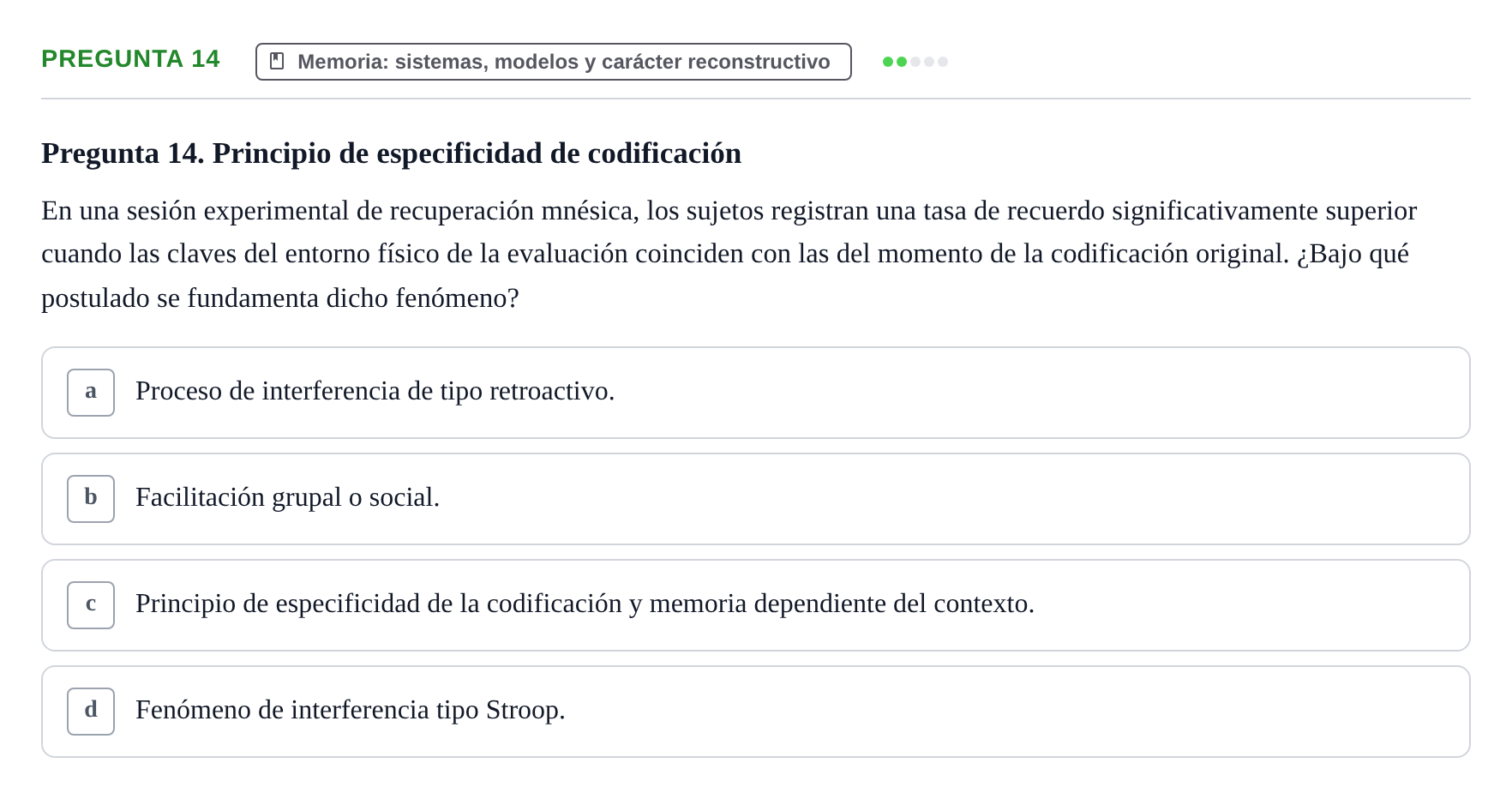 Enunciado: Pregunta 14