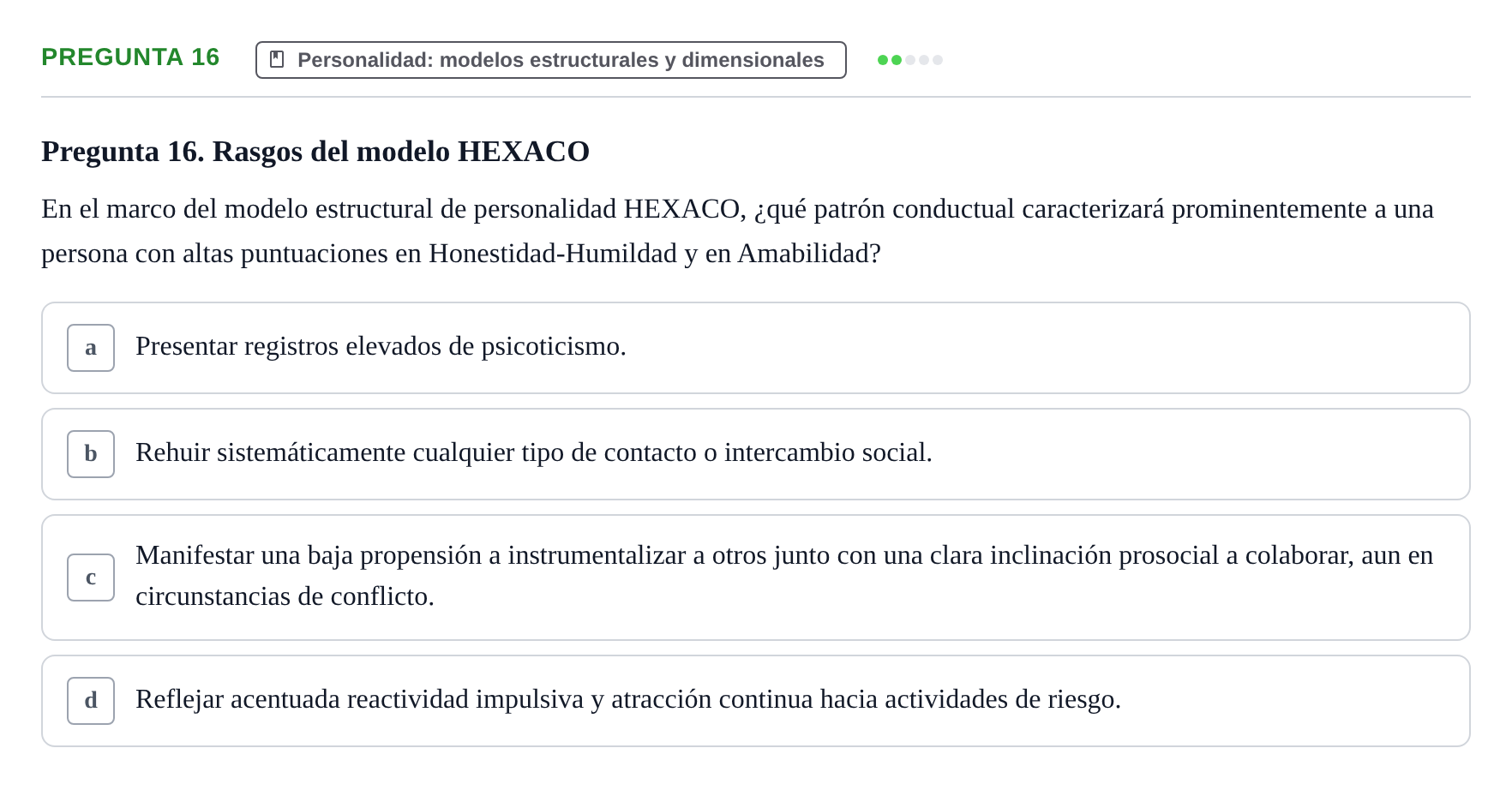 Enunciado: Pregunta 16