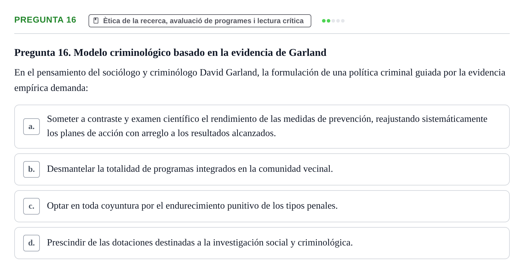 Enunciado: Pregunta 16