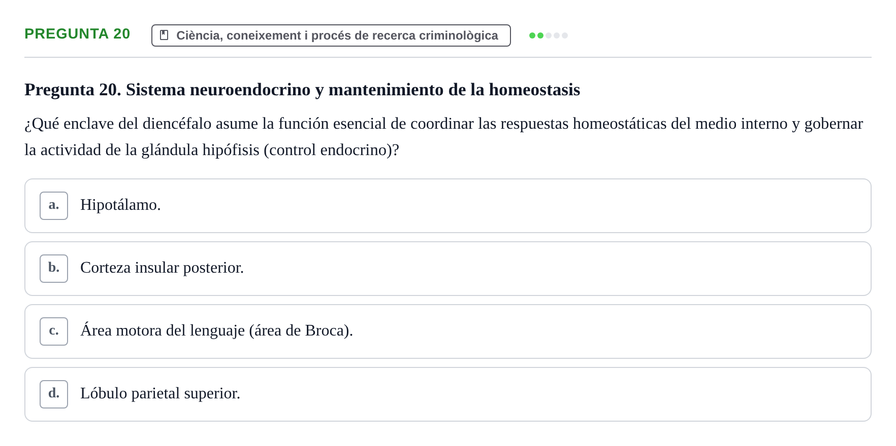 Enunciado: Pregunta 20