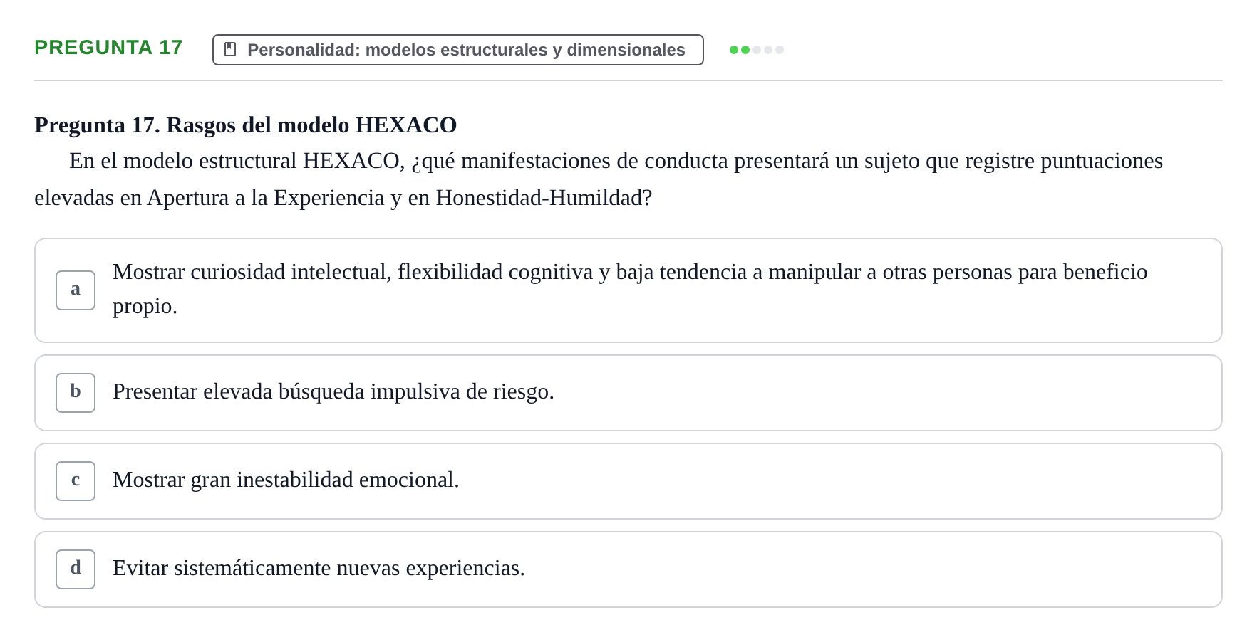 Enunciado: Pregunta 17