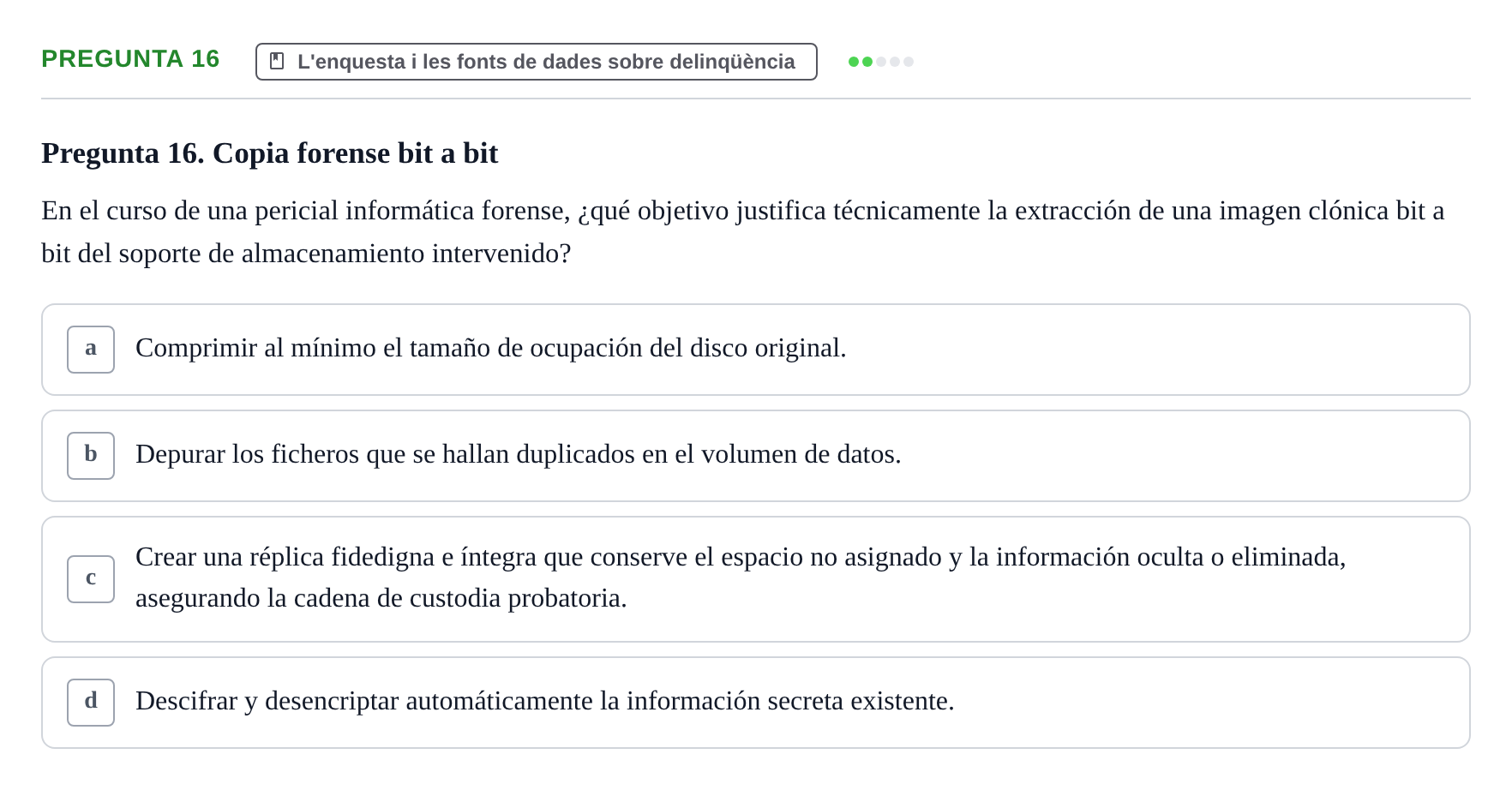 Enunciado: Pregunta 16