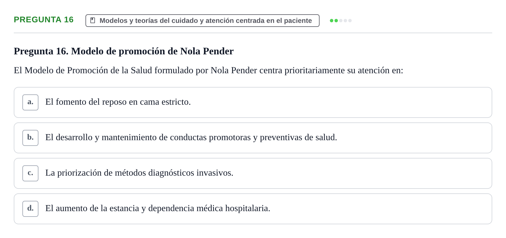 Enunciado: Pregunta 16