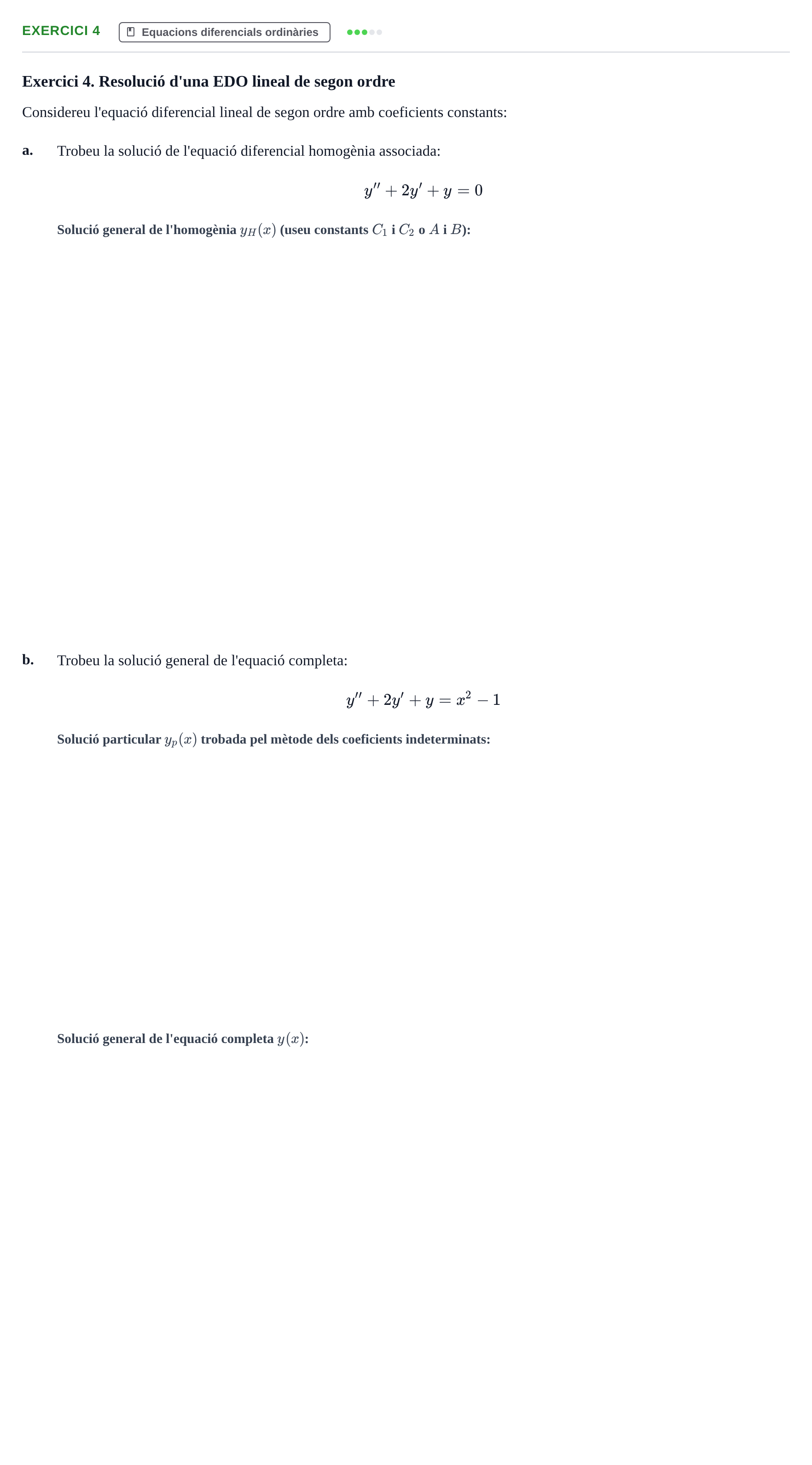 Enunciado: Exercici 4 · Matemàtiques I i II UAB Examen Segon Parcial de Matemàtiques I