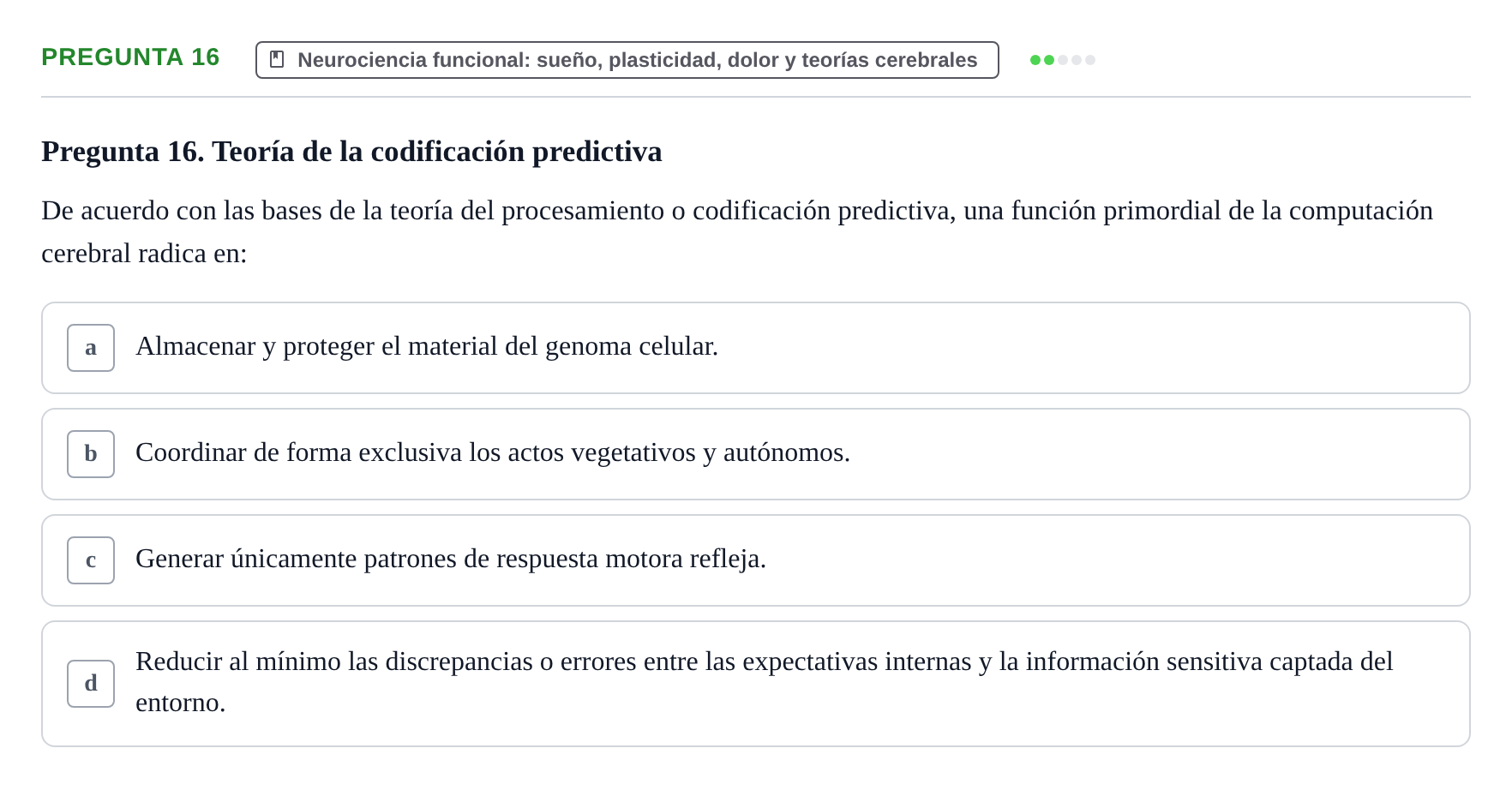 Enunciado: Pregunta 16