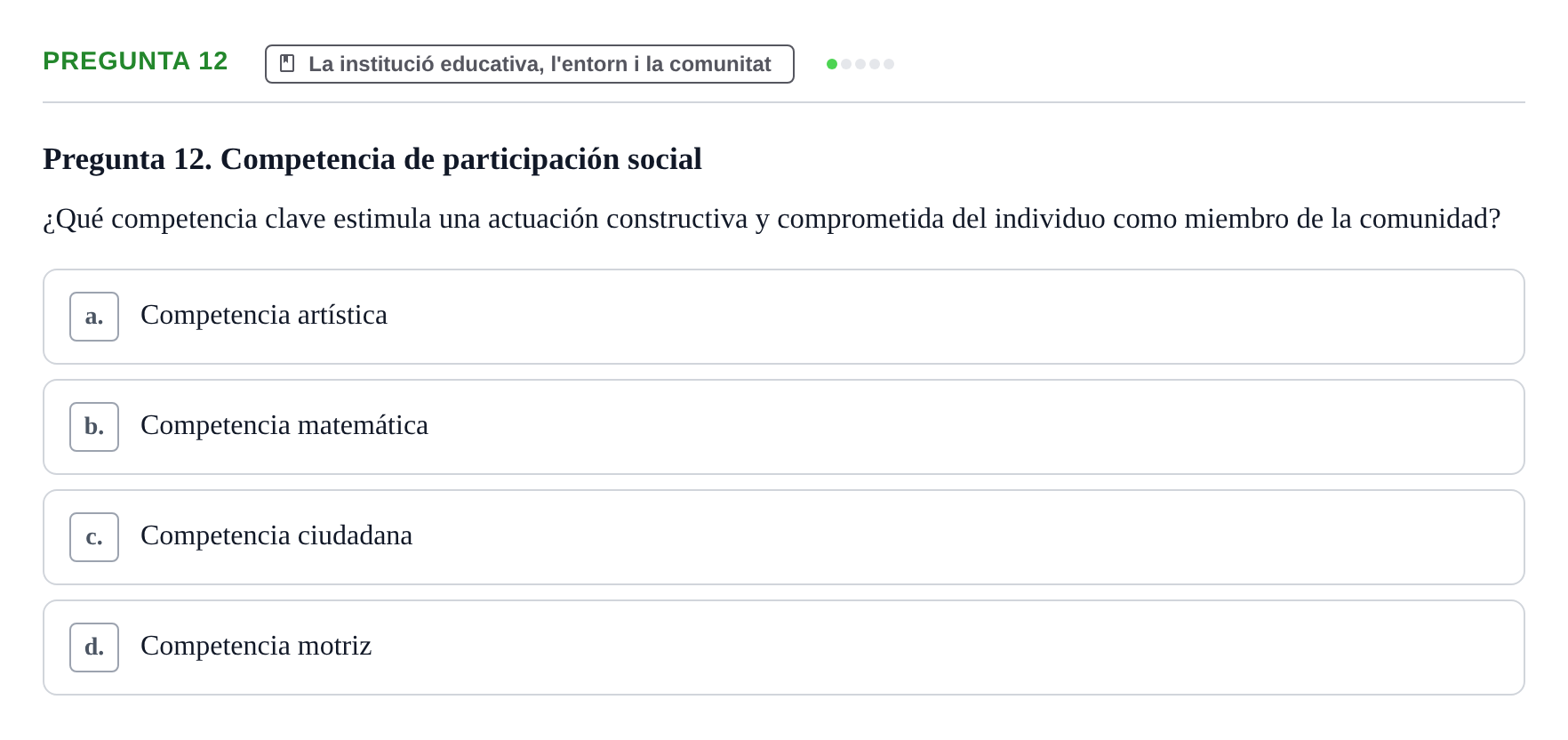 Enunciado: Pregunta 12