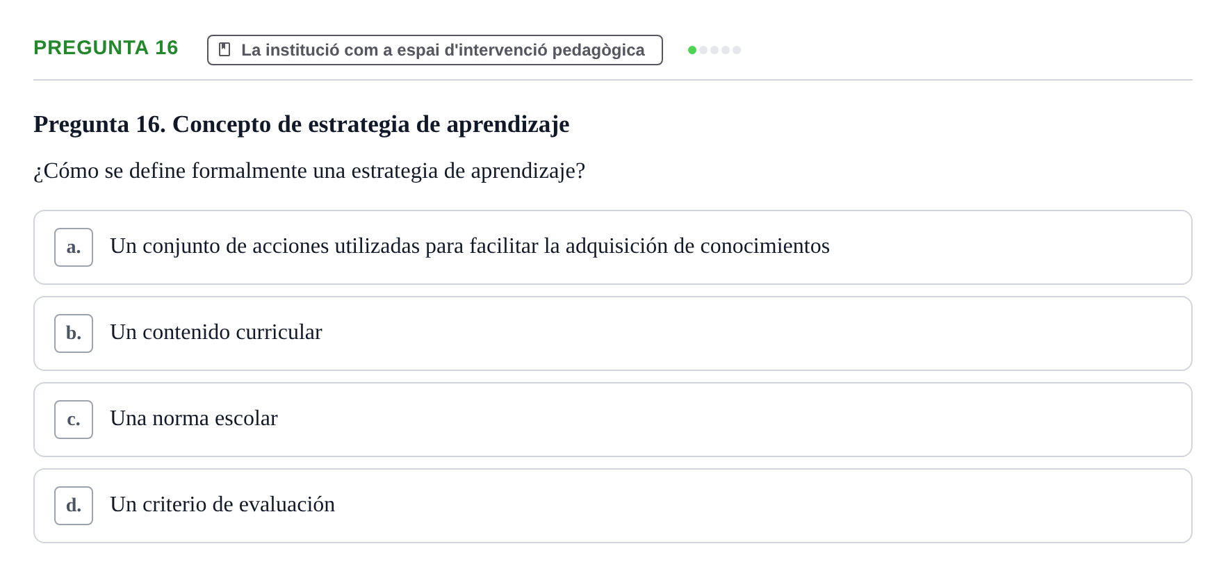 Enunciado: Pregunta 16