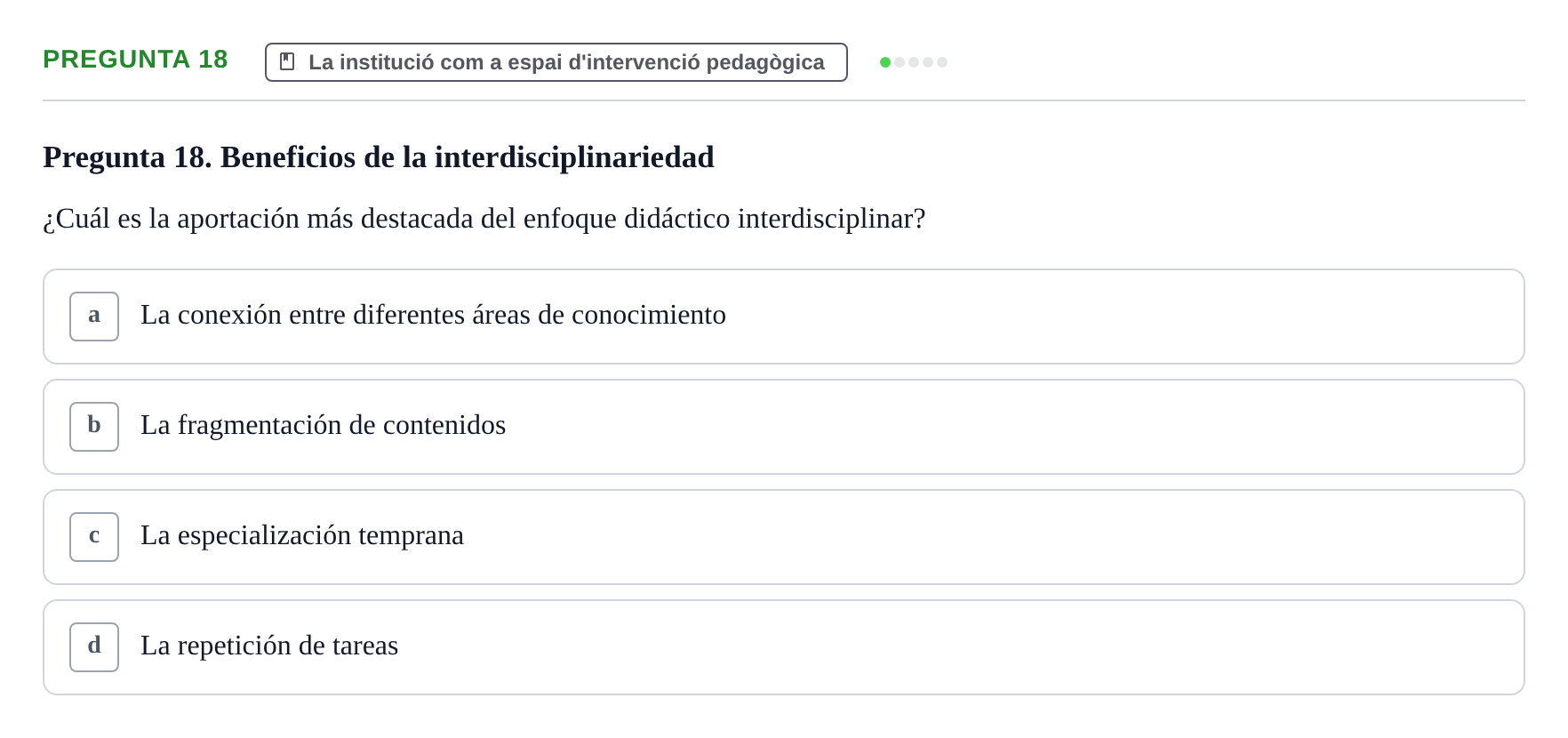 Enunciado: Pregunta 18