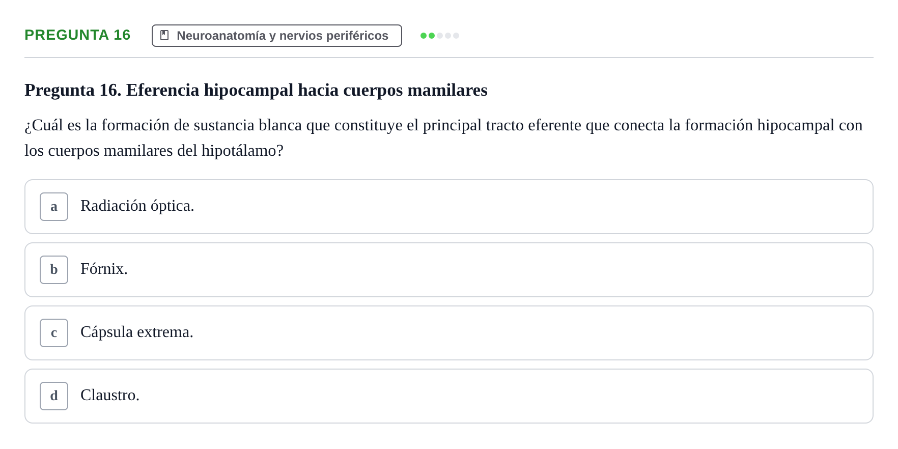 Enunciado: Pregunta 16