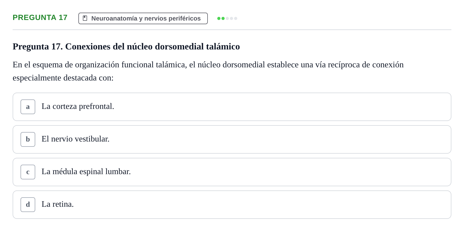 Enunciado: Pregunta 17