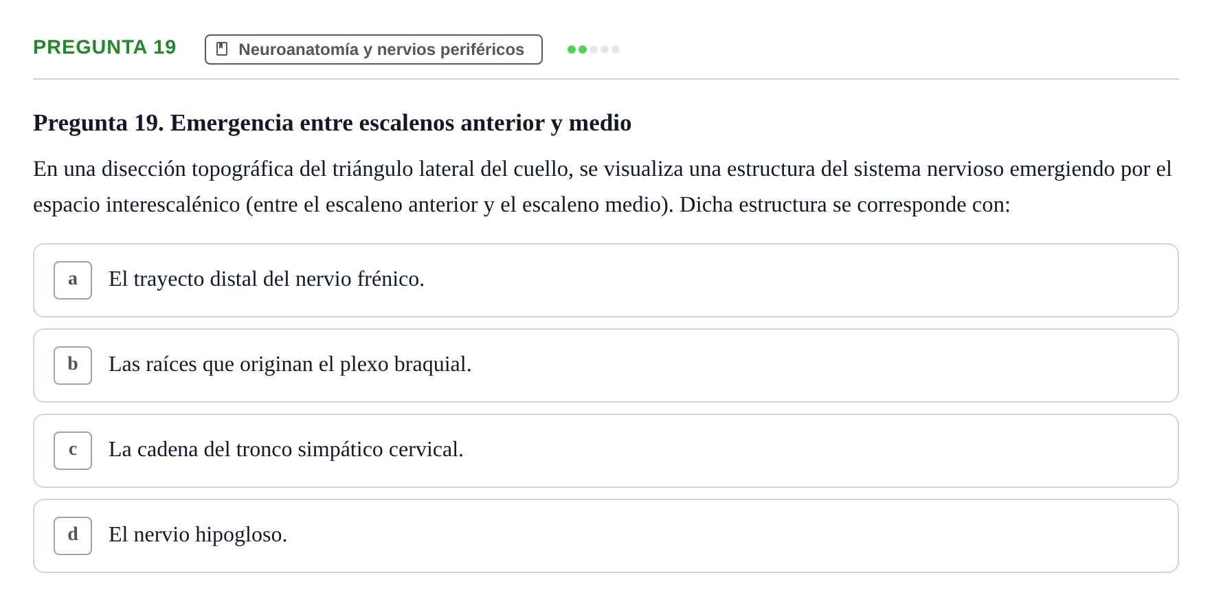 Enunciado: Pregunta 19