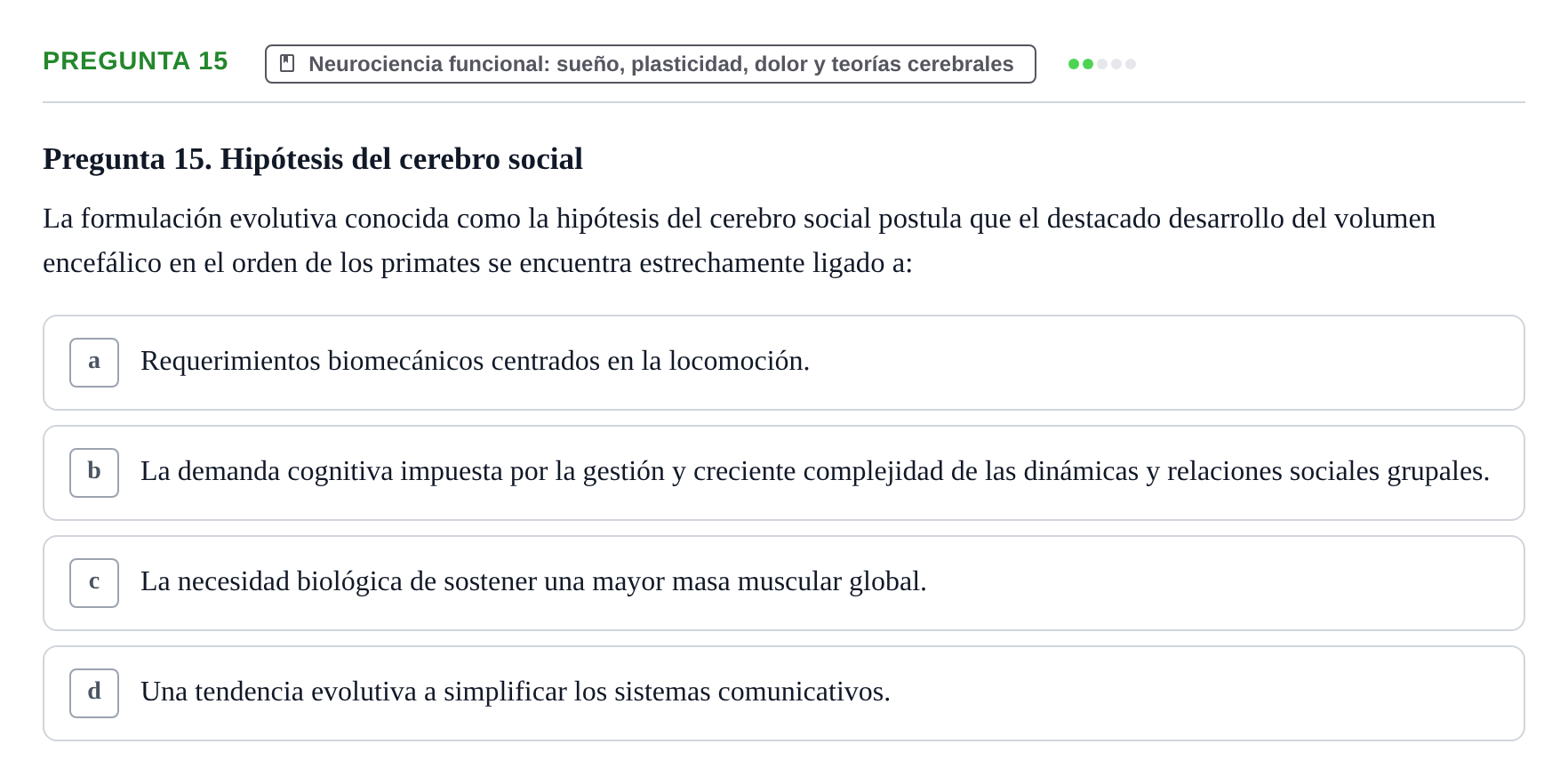 Enunciado: Pregunta 15