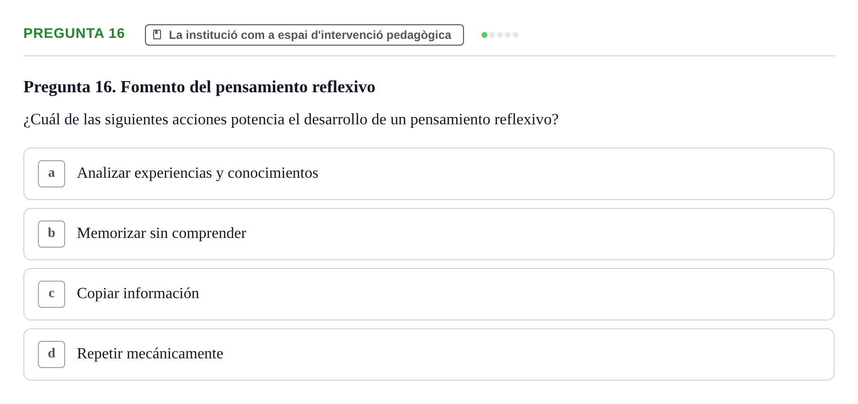 Enunciado: Pregunta 16
