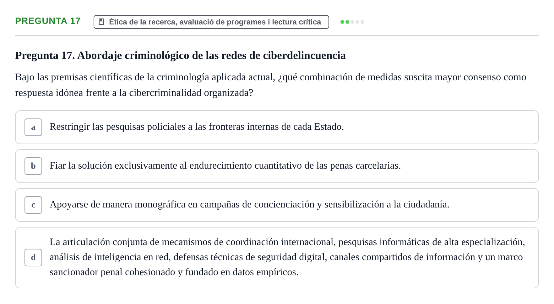 Enunciado: Pregunta 17
