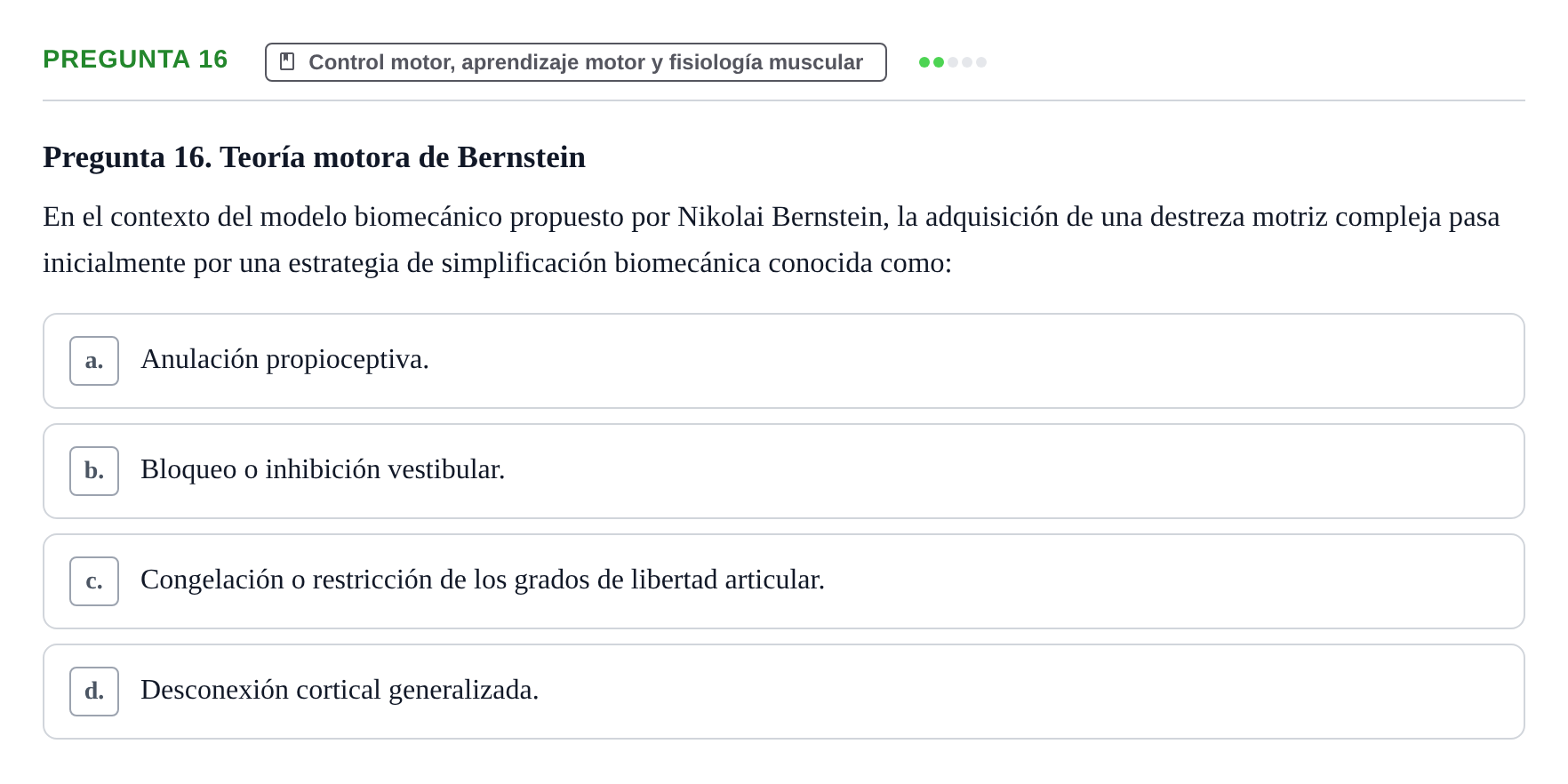Enunciado: Pregunta 16
