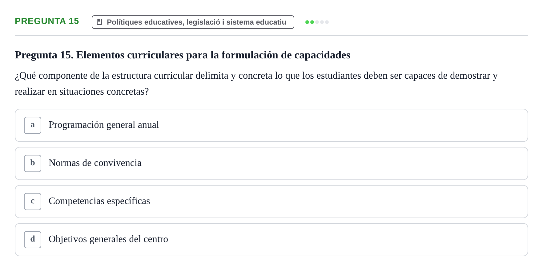 Enunciado: Pregunta 15