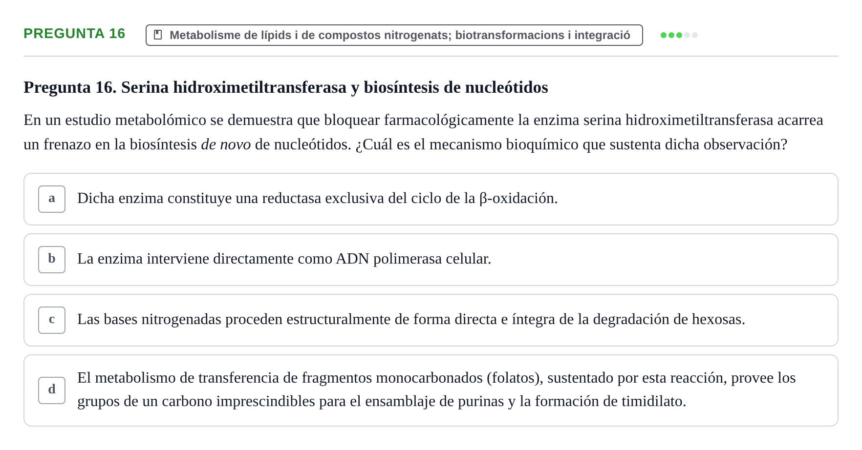Enunciado: Pregunta 16
