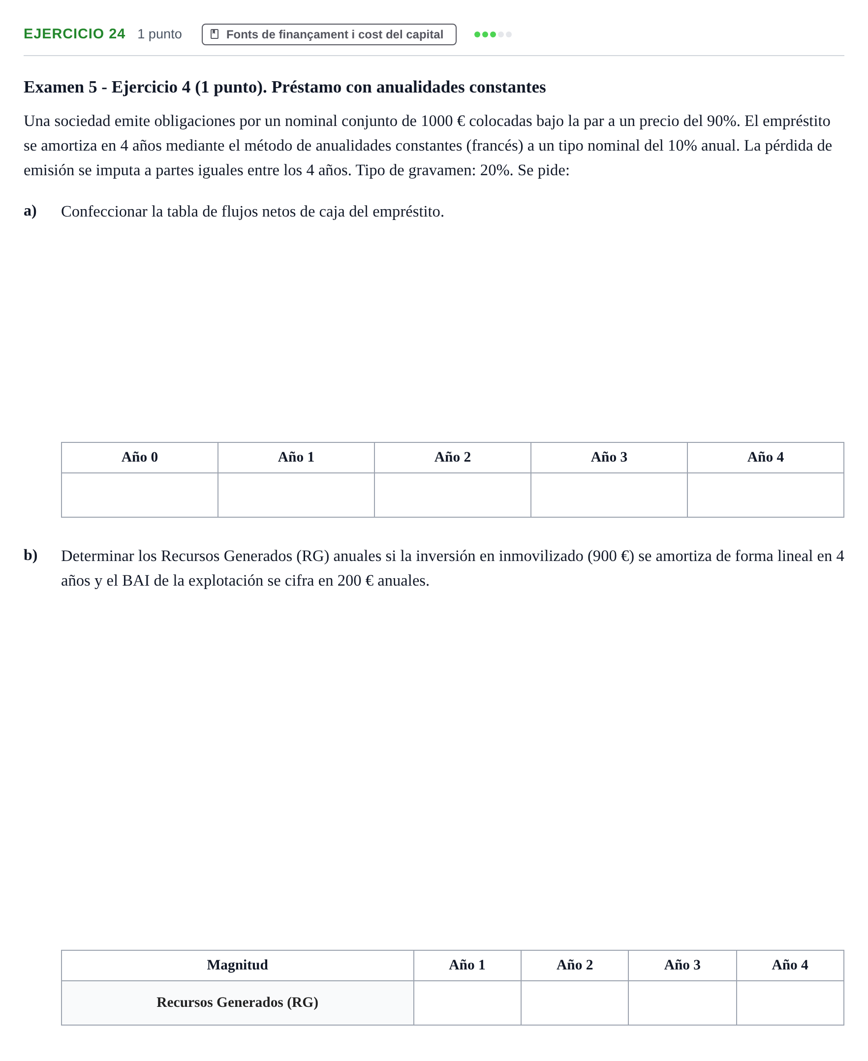 Enunciado: Problema 24 · Organització i Gestió d'Empreses UAB Recopilación de exámenes resueltos: Segundo Parcial (Parte 1)