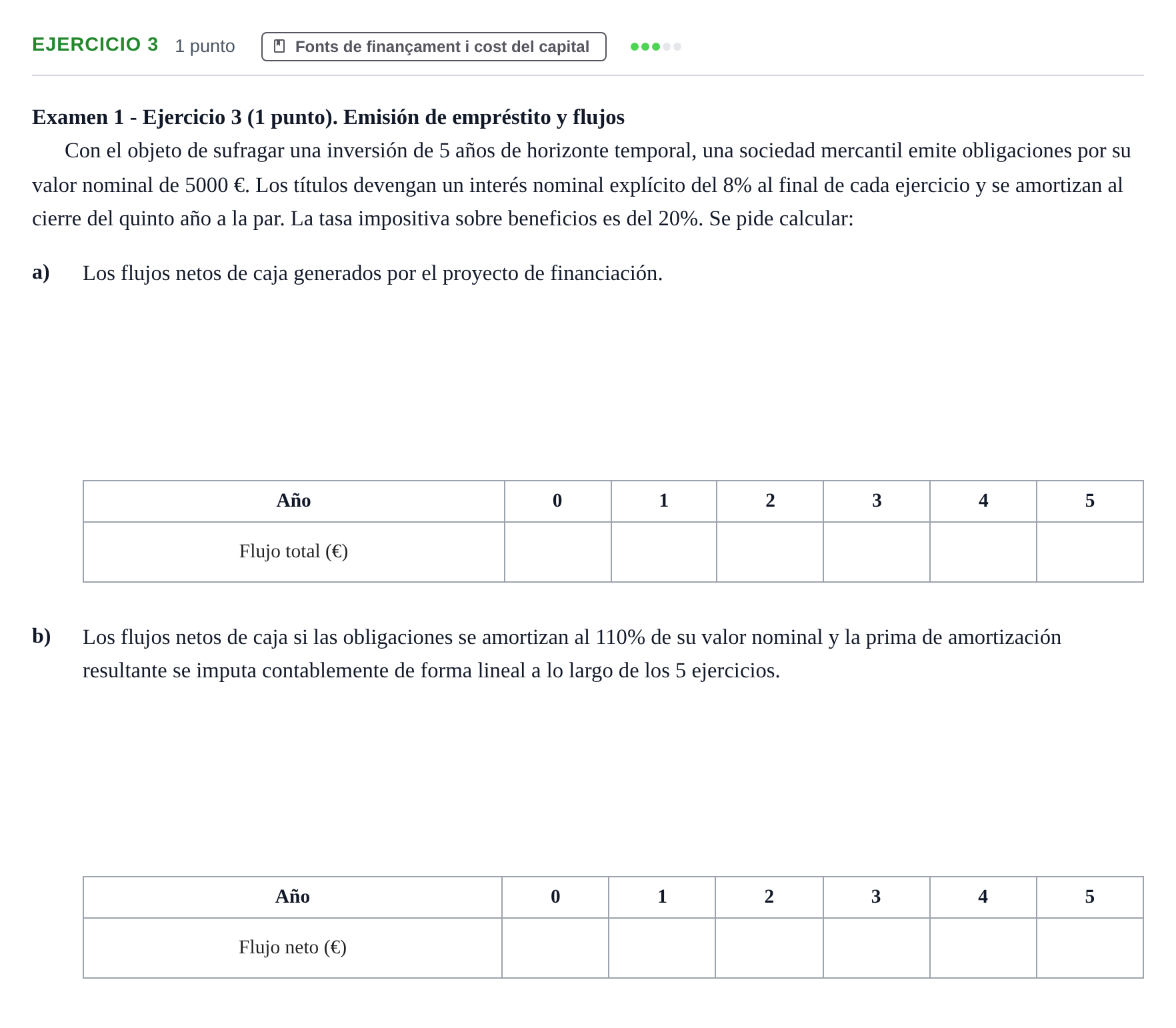 Enunciado: Problema 3 · Organització i Gestió d'Empreses UAB Recopilación de exámenes resueltos: Segundo Parcial (Parte 1)