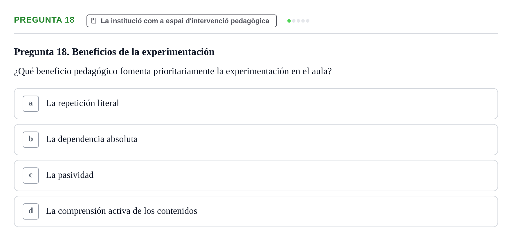Enunciado: Pregunta 18