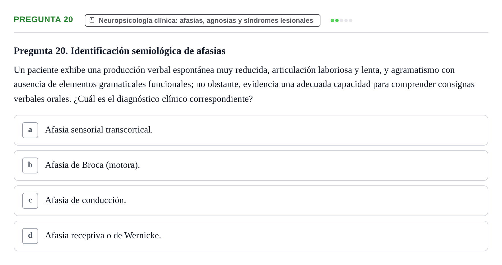 Enunciado: Pregunta 20