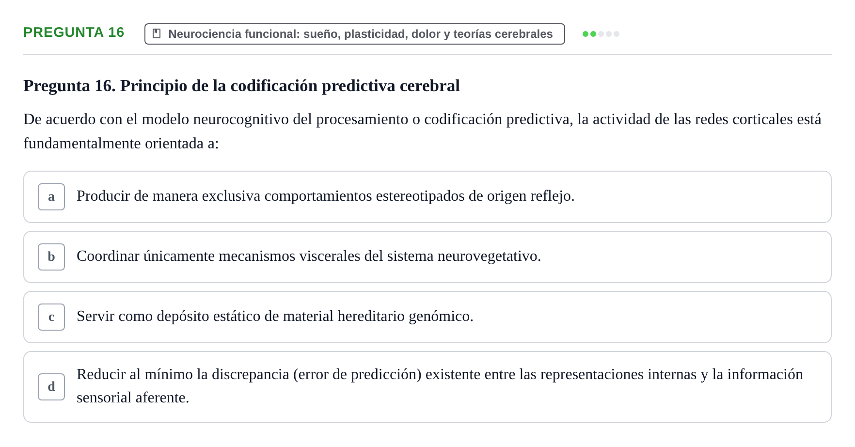 Enunciado: Pregunta 16