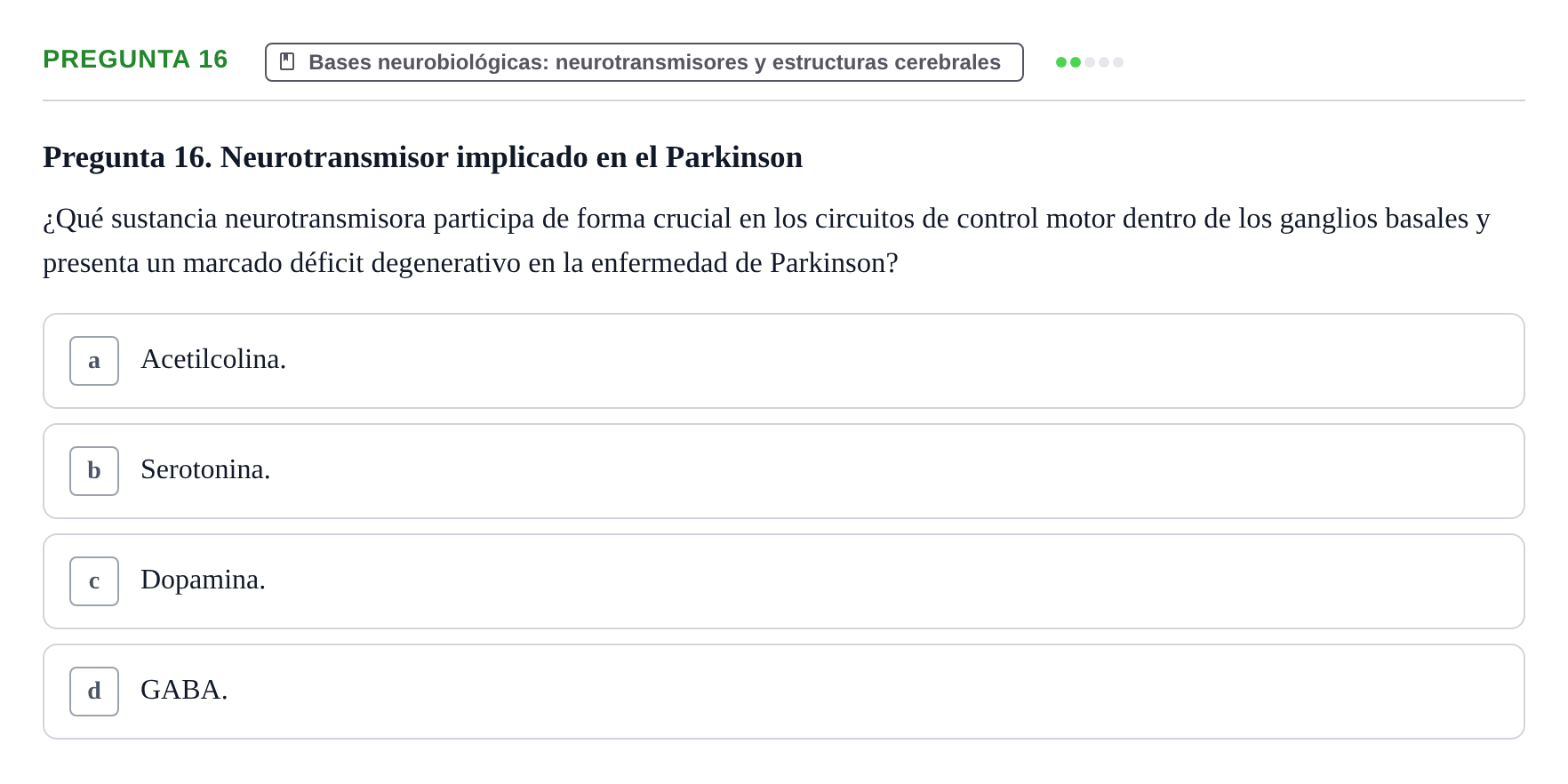 Enunciado: Pregunta 16