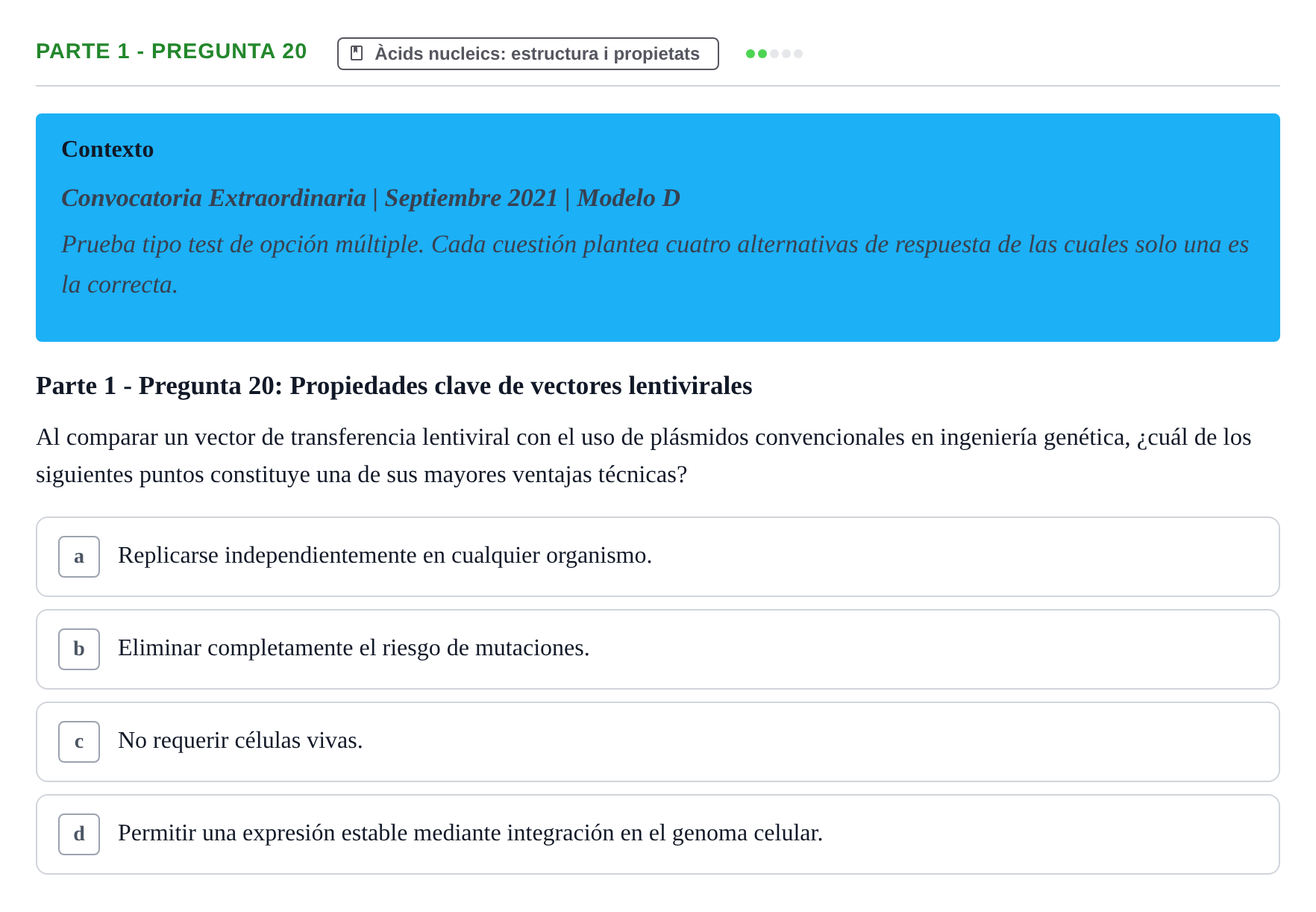 Enunciado: Parte 1 - Pregunta 20