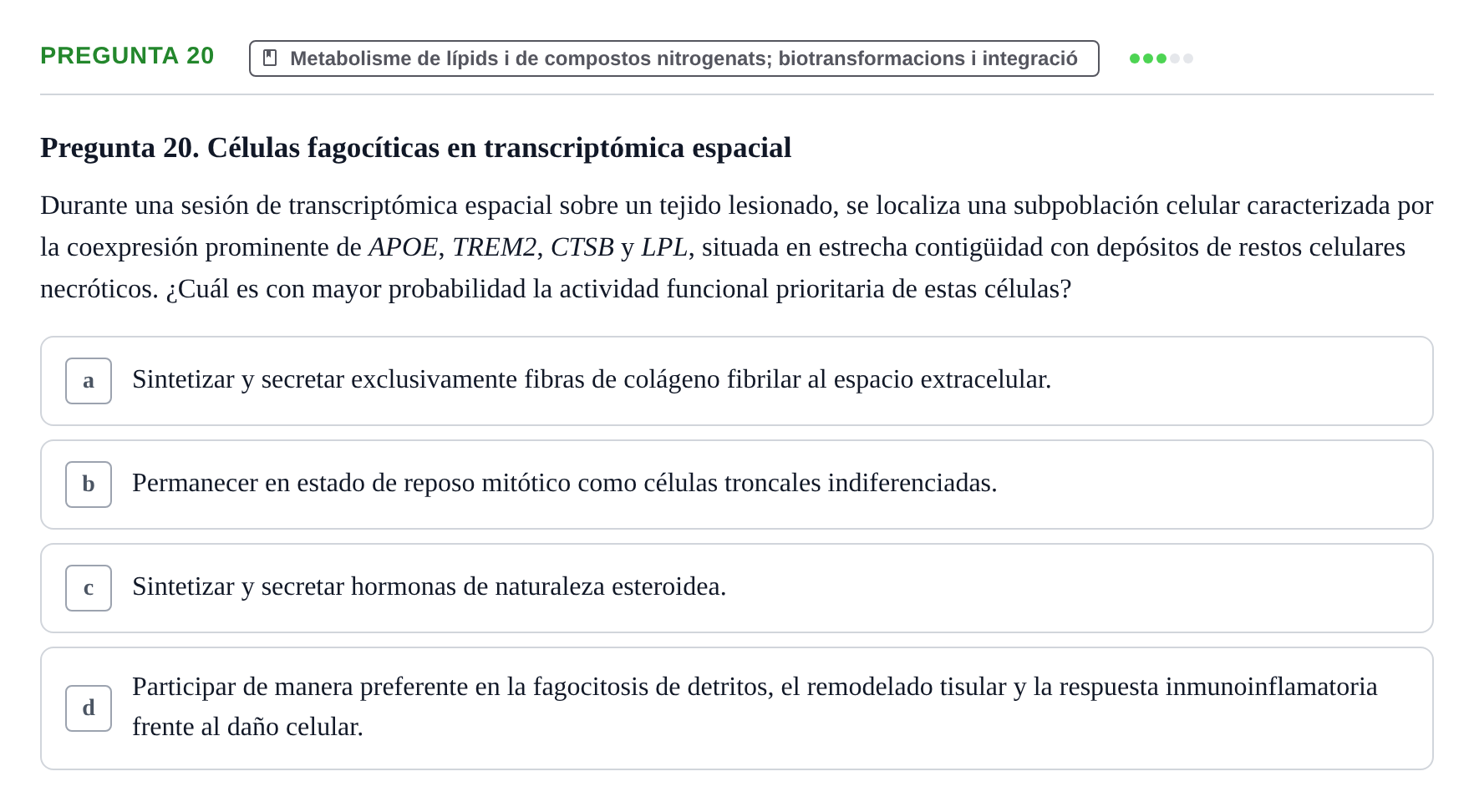 Enunciado: Pregunta 20