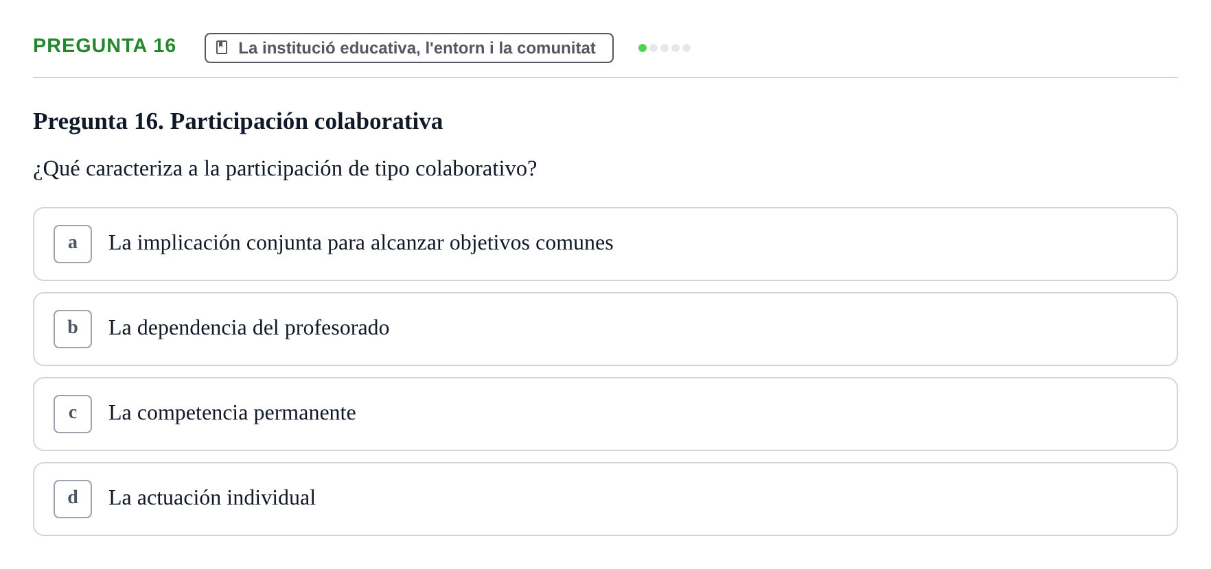 Enunciado: Pregunta 16