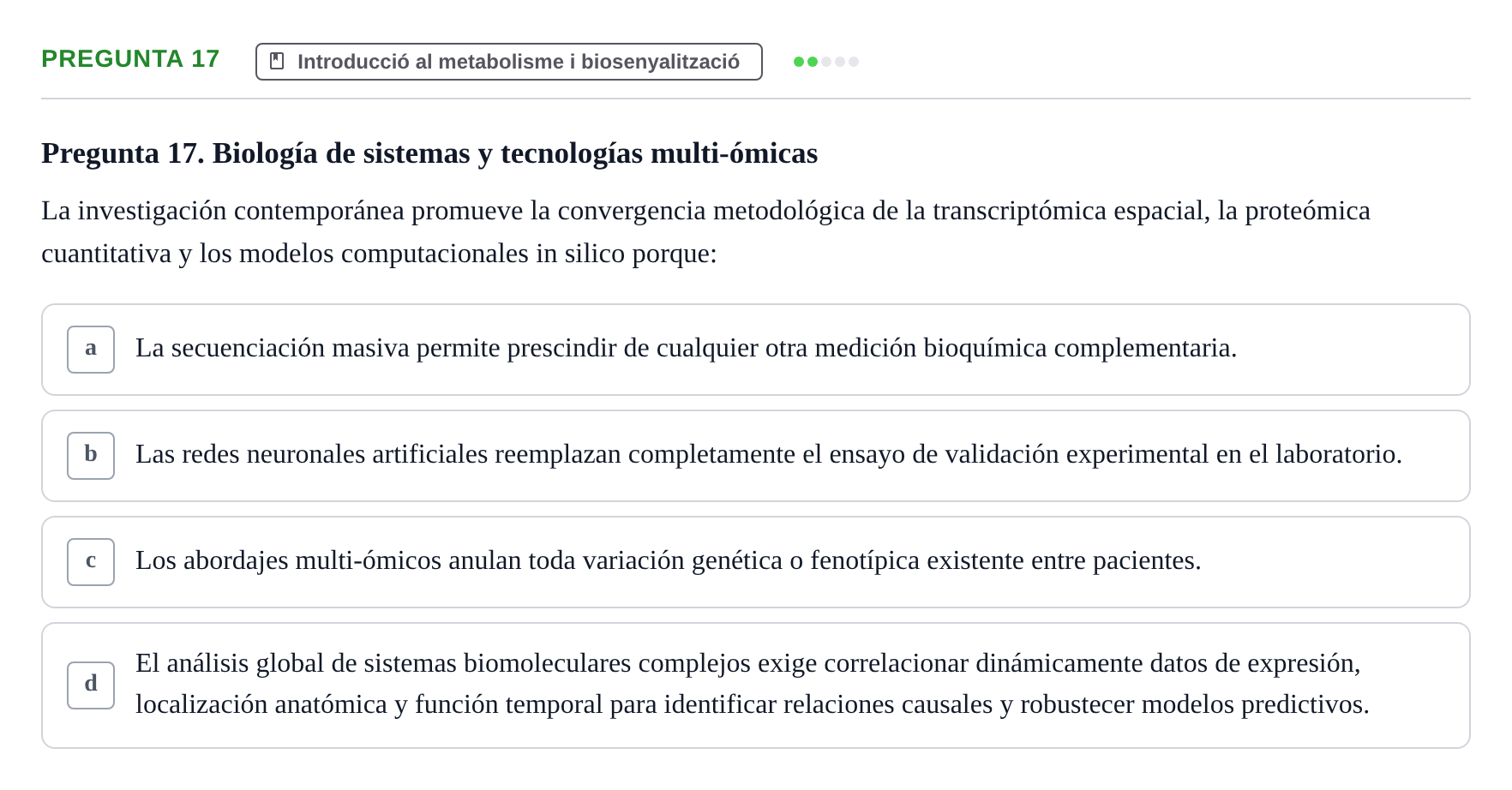 Enunciado: Pregunta 17