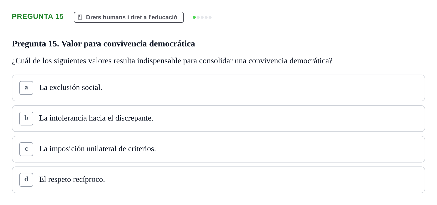 Enunciado: Pregunta 15