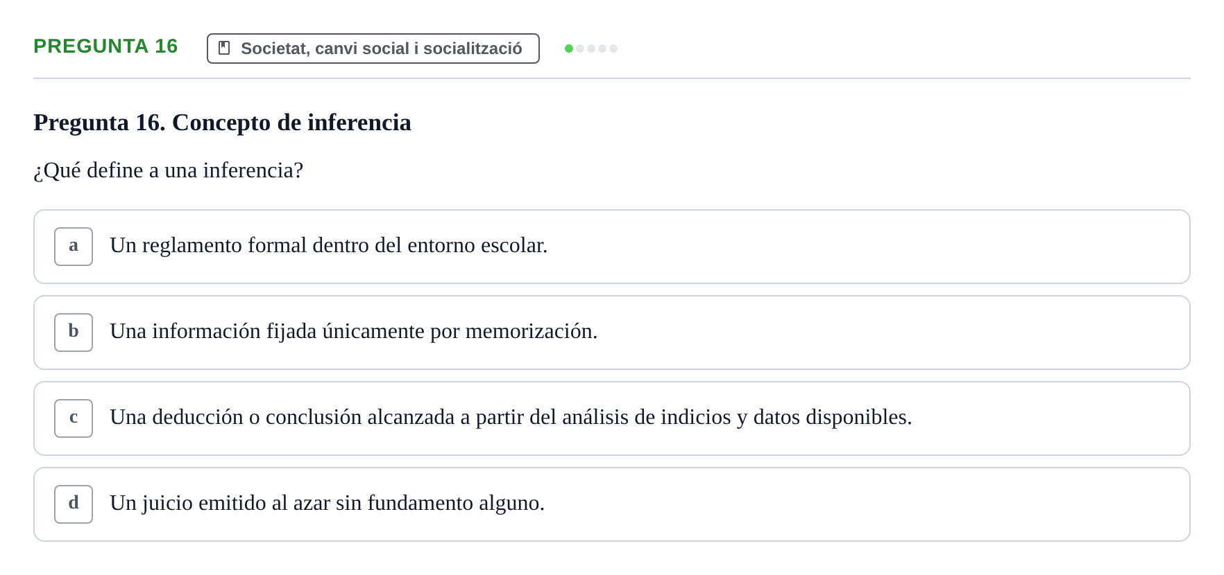 Enunciado: Pregunta 16