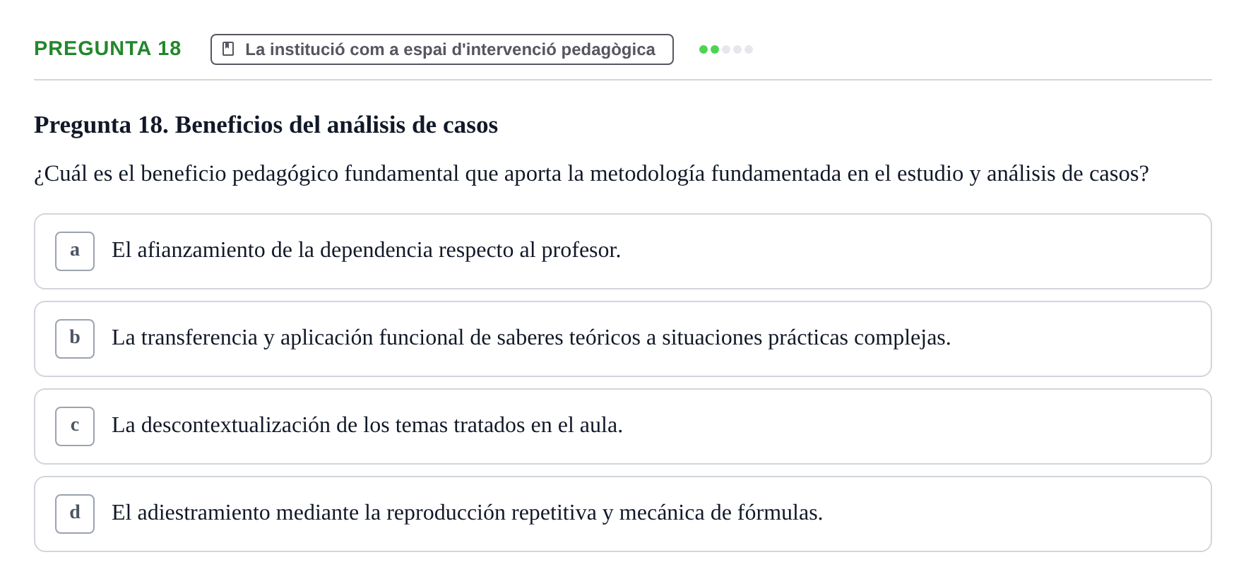 Enunciado: Pregunta 18