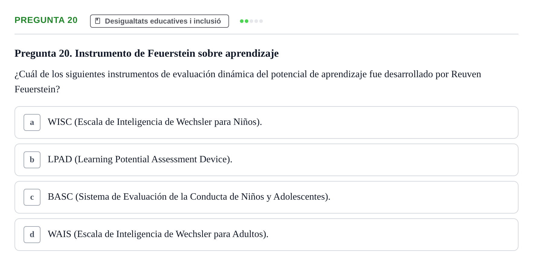Enunciado: Pregunta 20