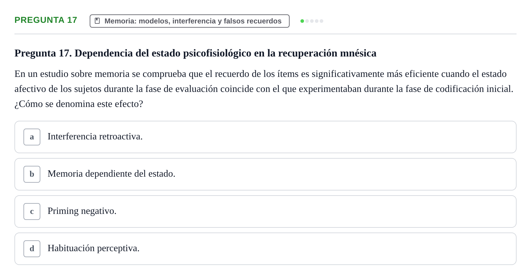 Enunciado: Pregunta 17