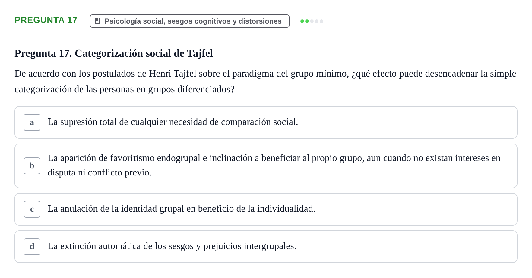 Enunciado: Pregunta 17