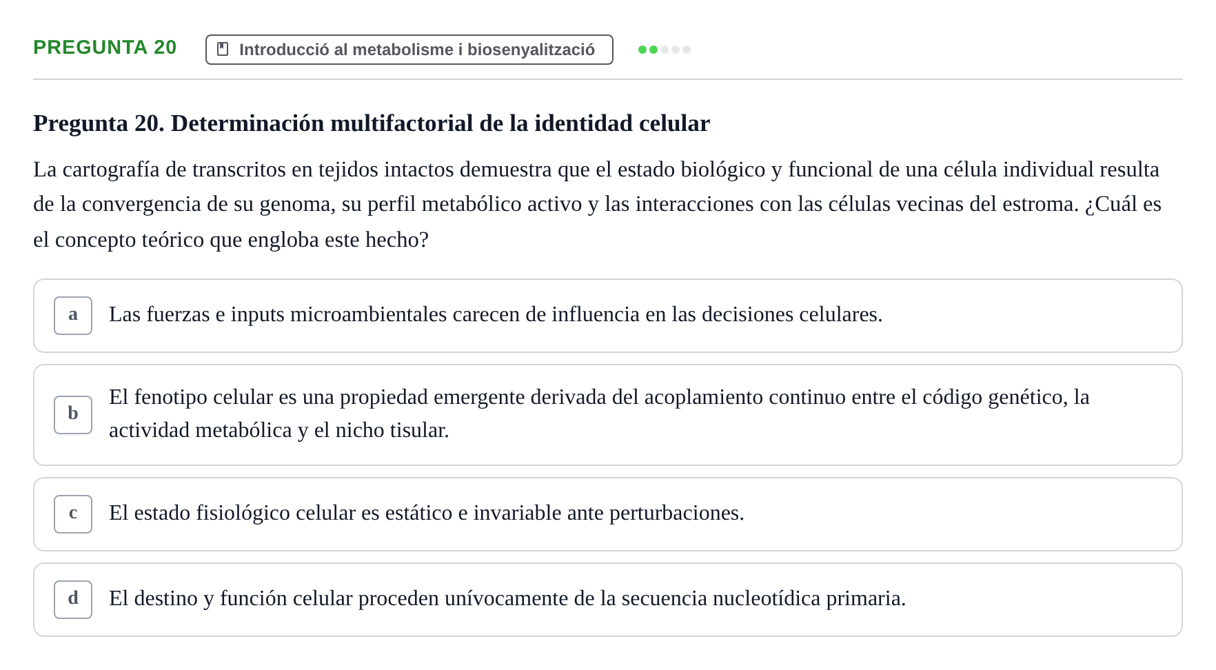 Enunciado: Pregunta 20