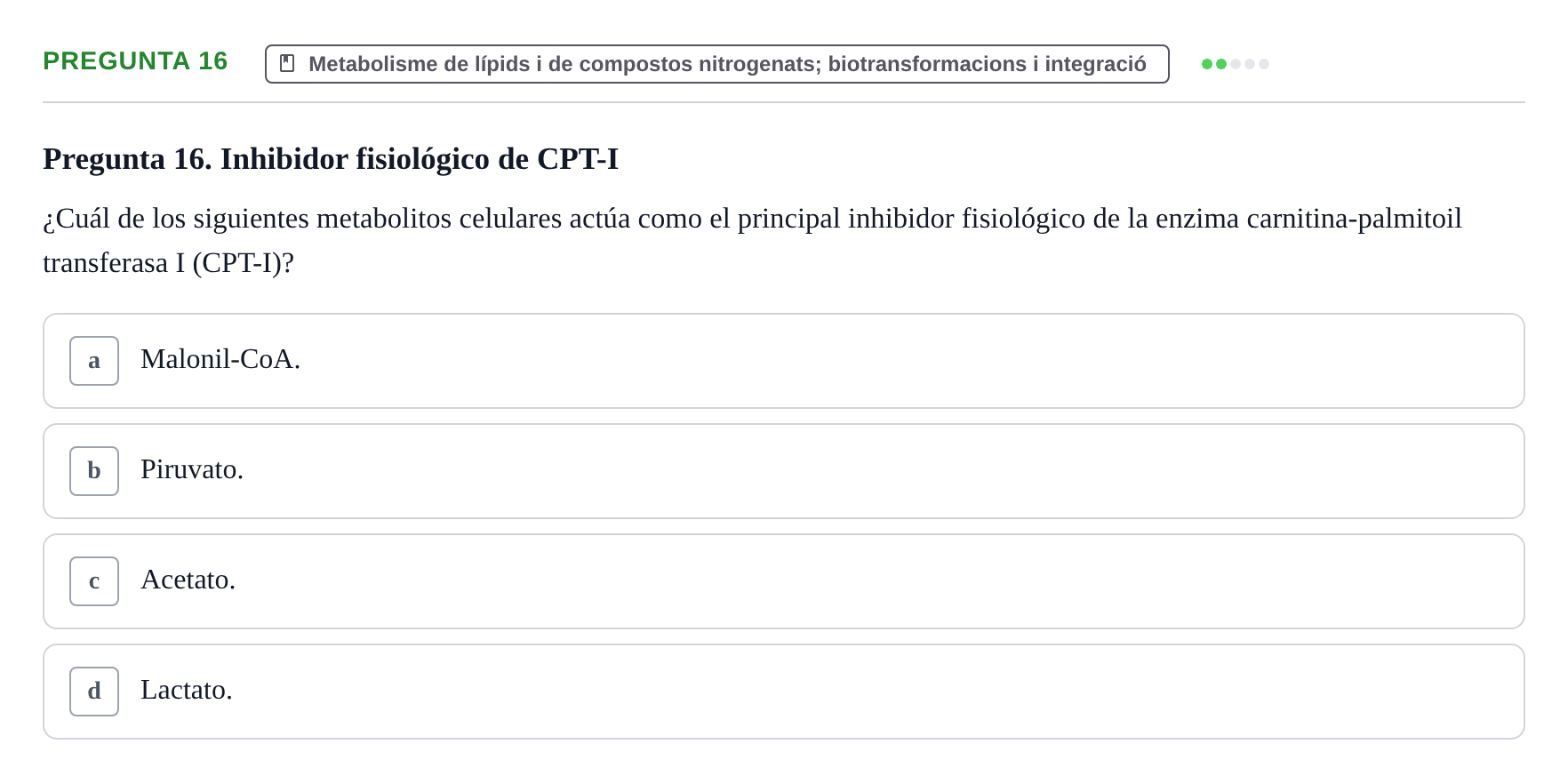 Enunciado: Pregunta 16