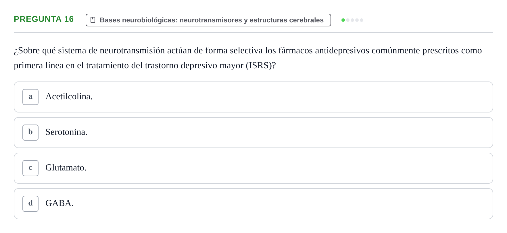 Enunciado: Pregunta 16