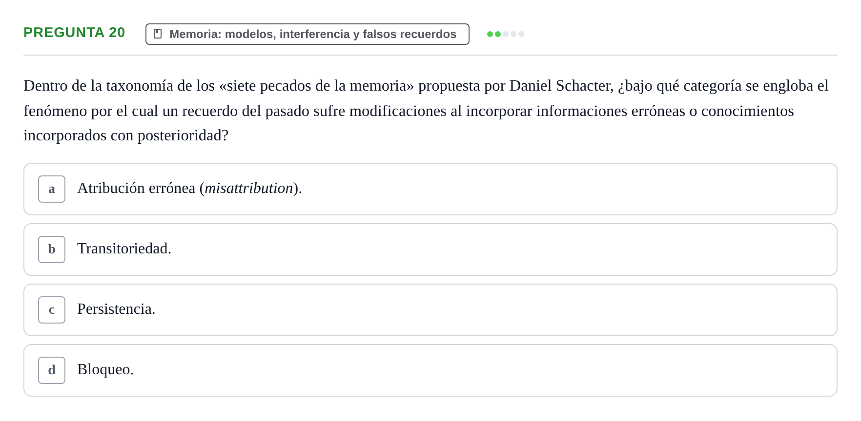 Enunciado: Pregunta 20