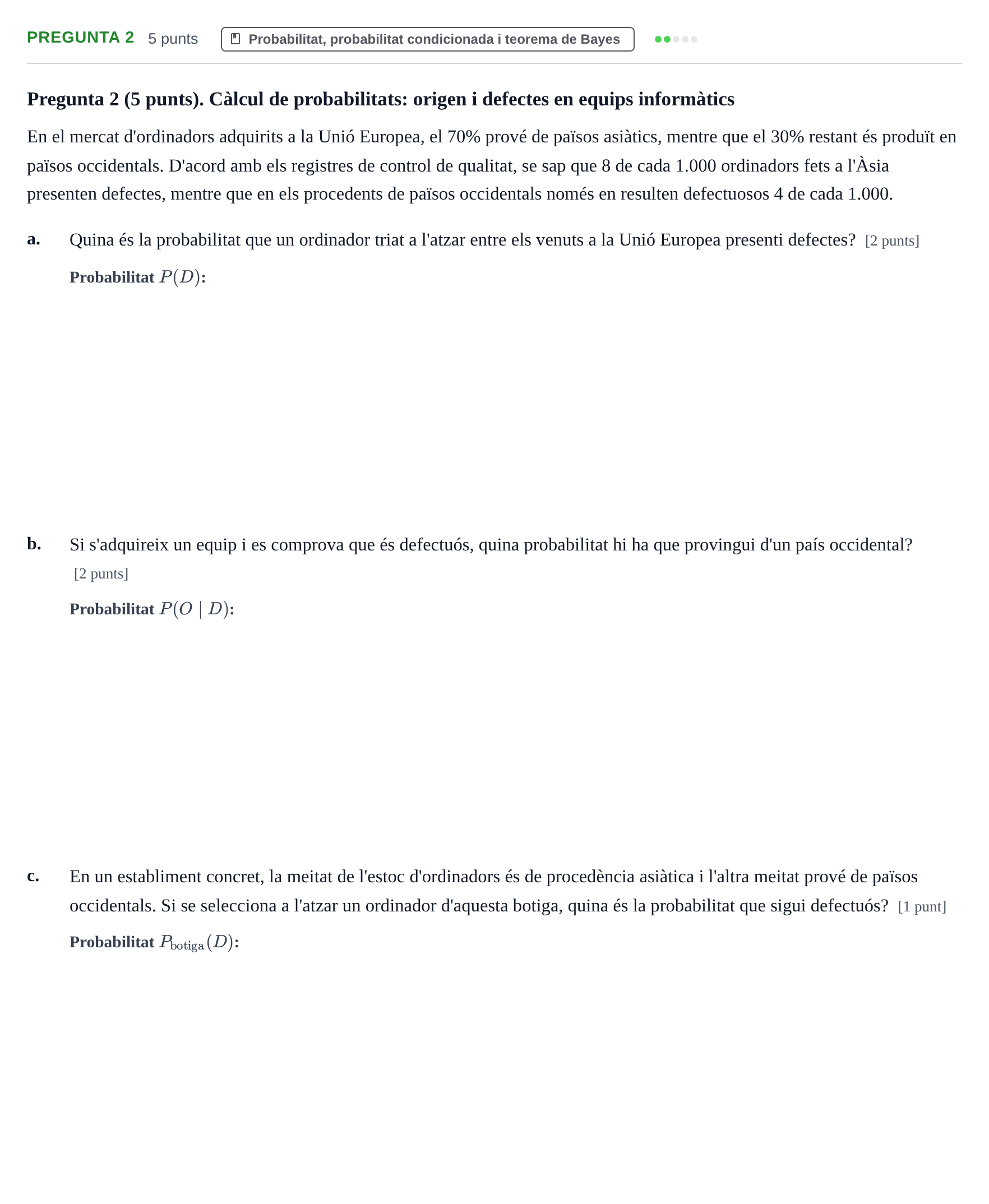 Enunciado: Pregunta 2 · Estadística I UAB 2023