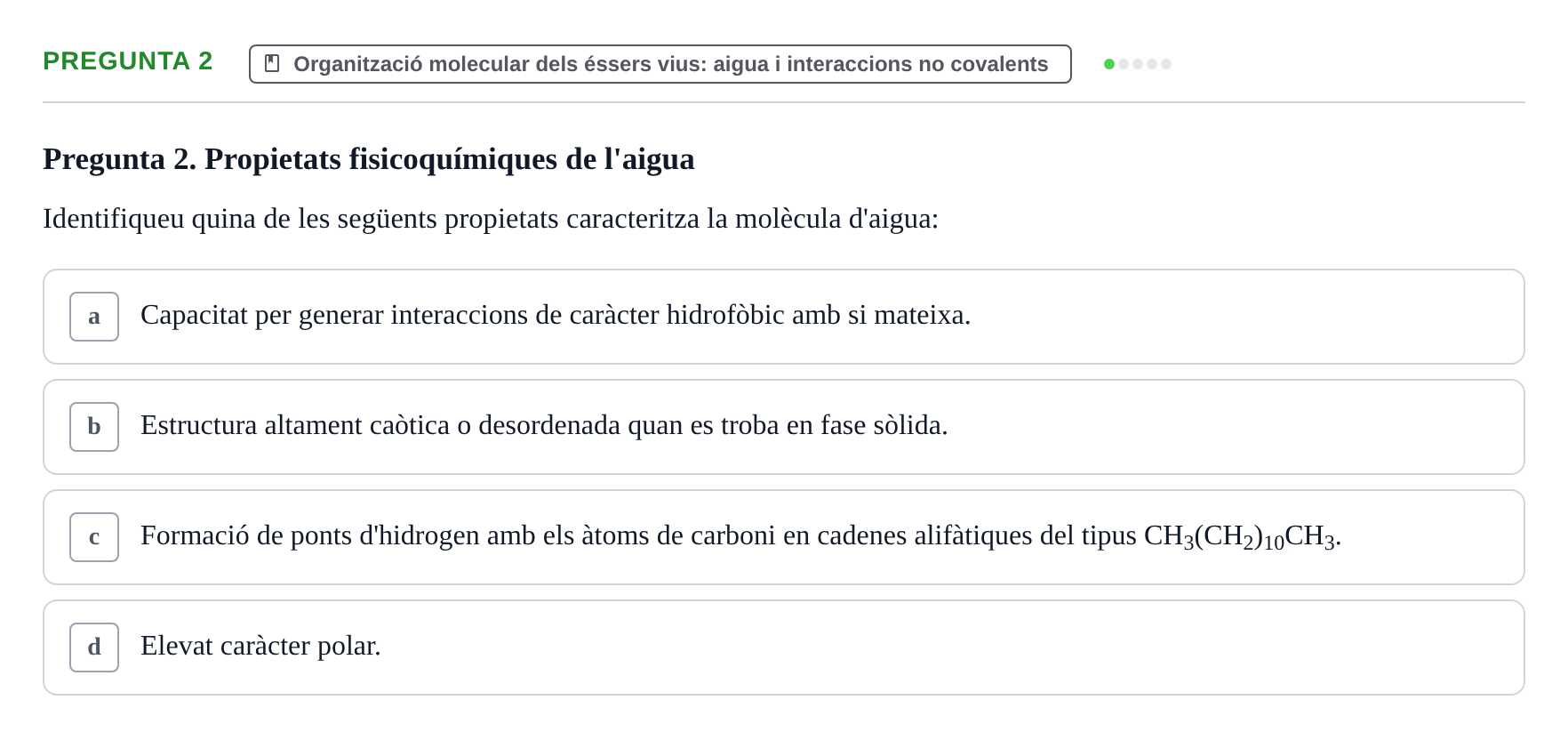 Enunciado: Pregunta 2 · Fonaments de Biologia Molecular i Cel·lular UAB Exemples