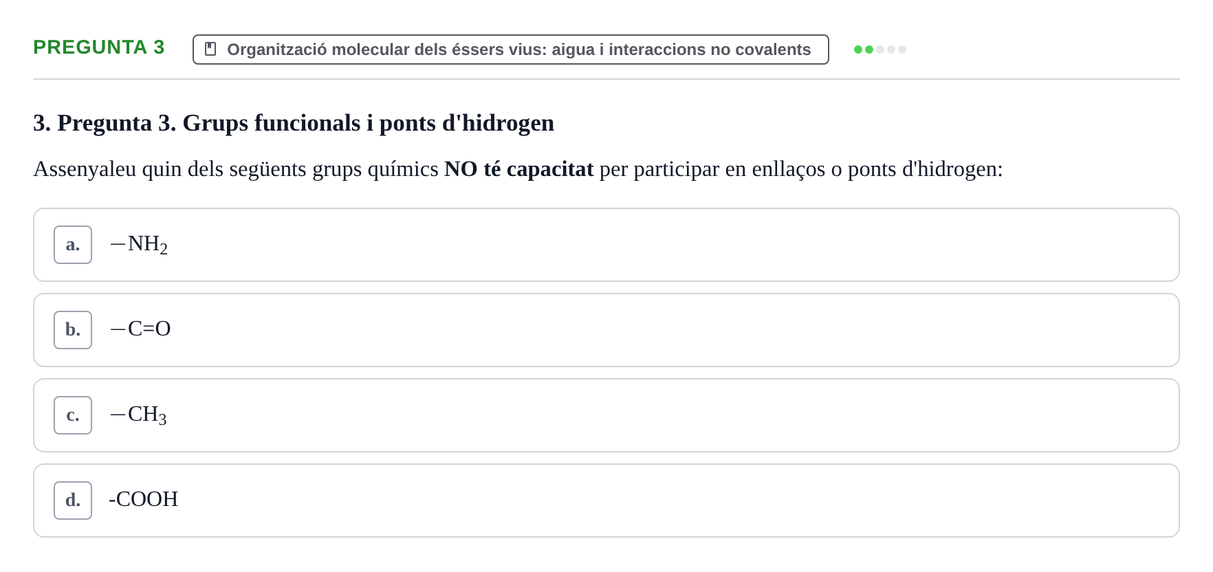 Enunciado: Pregunta 3 · Fonaments de Biologia Molecular i Cel·lular UAB Exemples